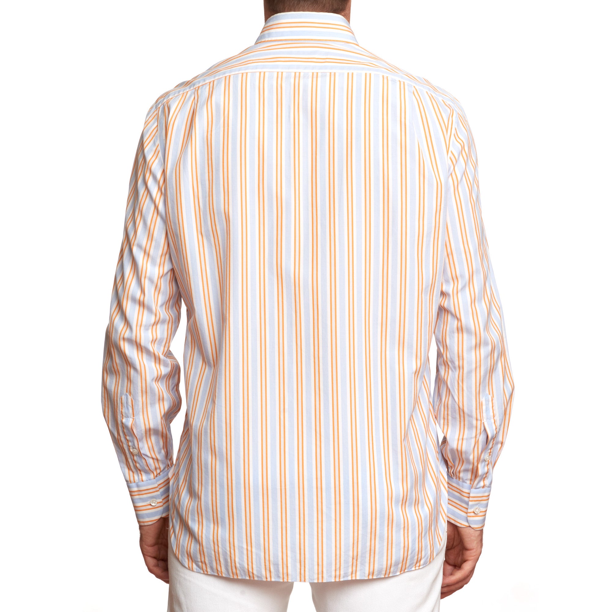 BARBA Handmade Multi-Color Striped Cotton Button-Down Shirt EU 40 US 15.75 BARBA