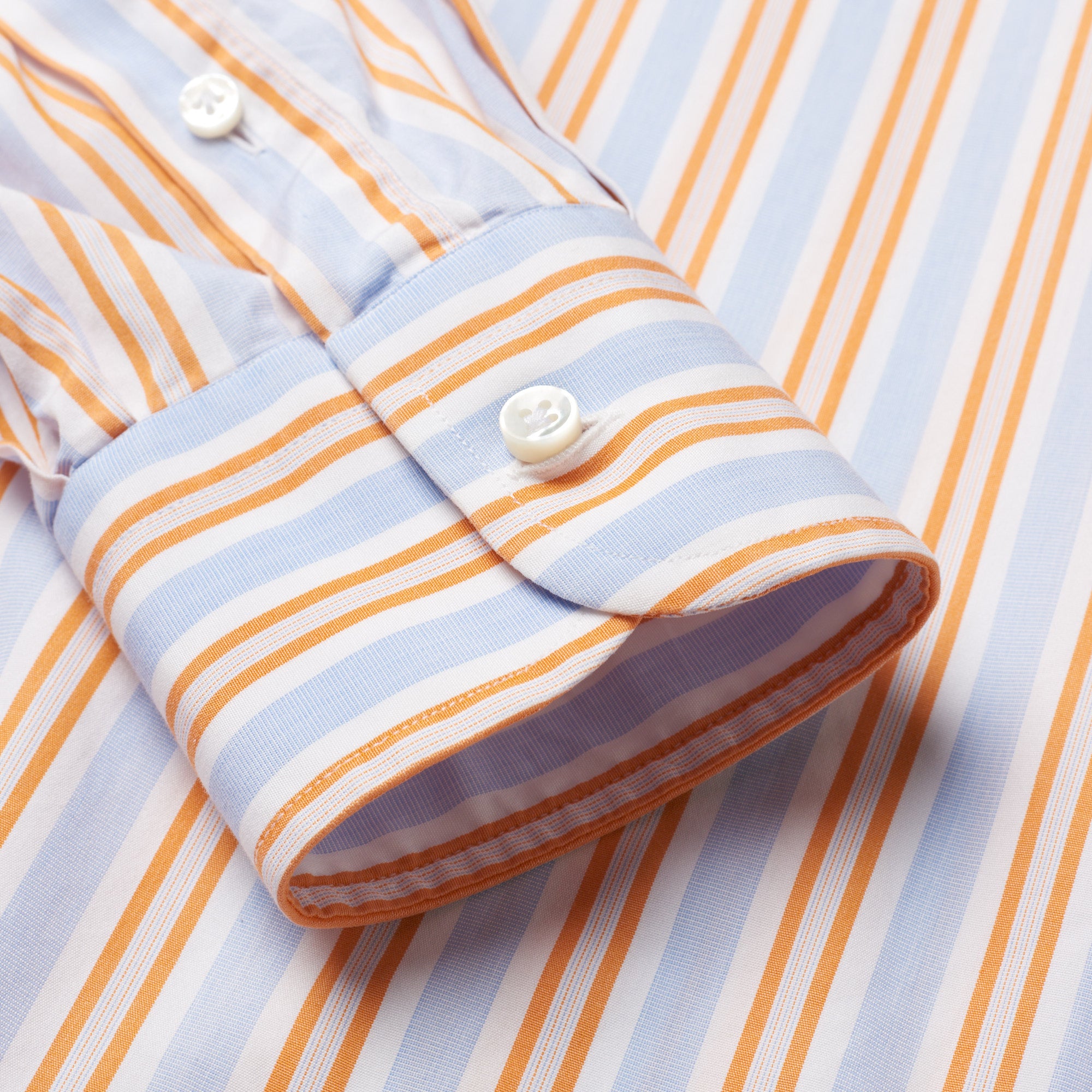 BARBA Handmade Multi-Color Striped Cotton Button-Down Shirt EU 40 US 15.75