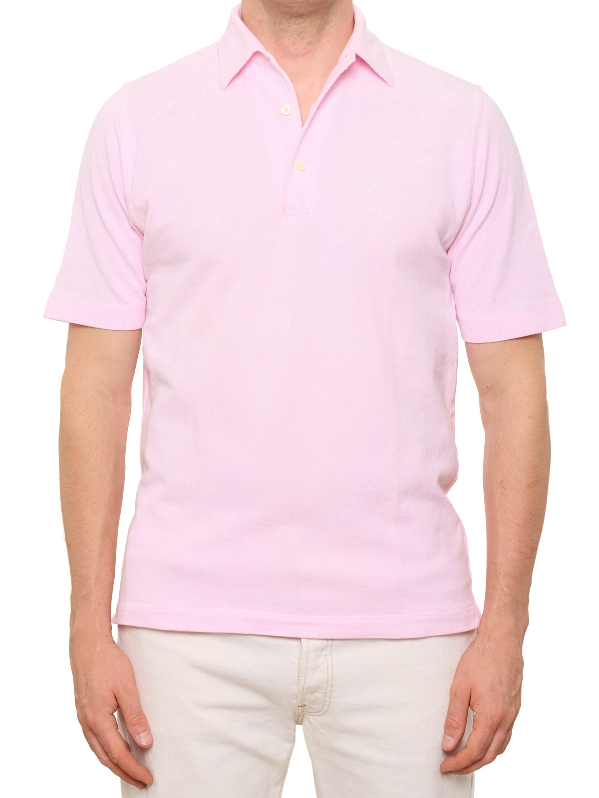 BARBA Napoli Pink Cotton Pique  Short Sleeve Polo Neck Shirt