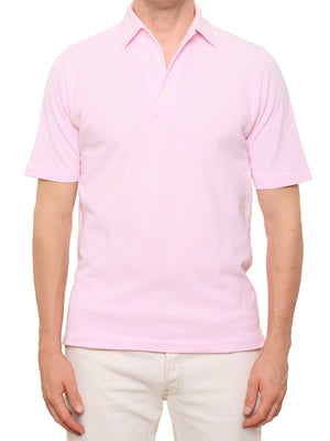 BARBA Napoli Pink Cotton Pique  Short Sleeve Polo Neck Shirt