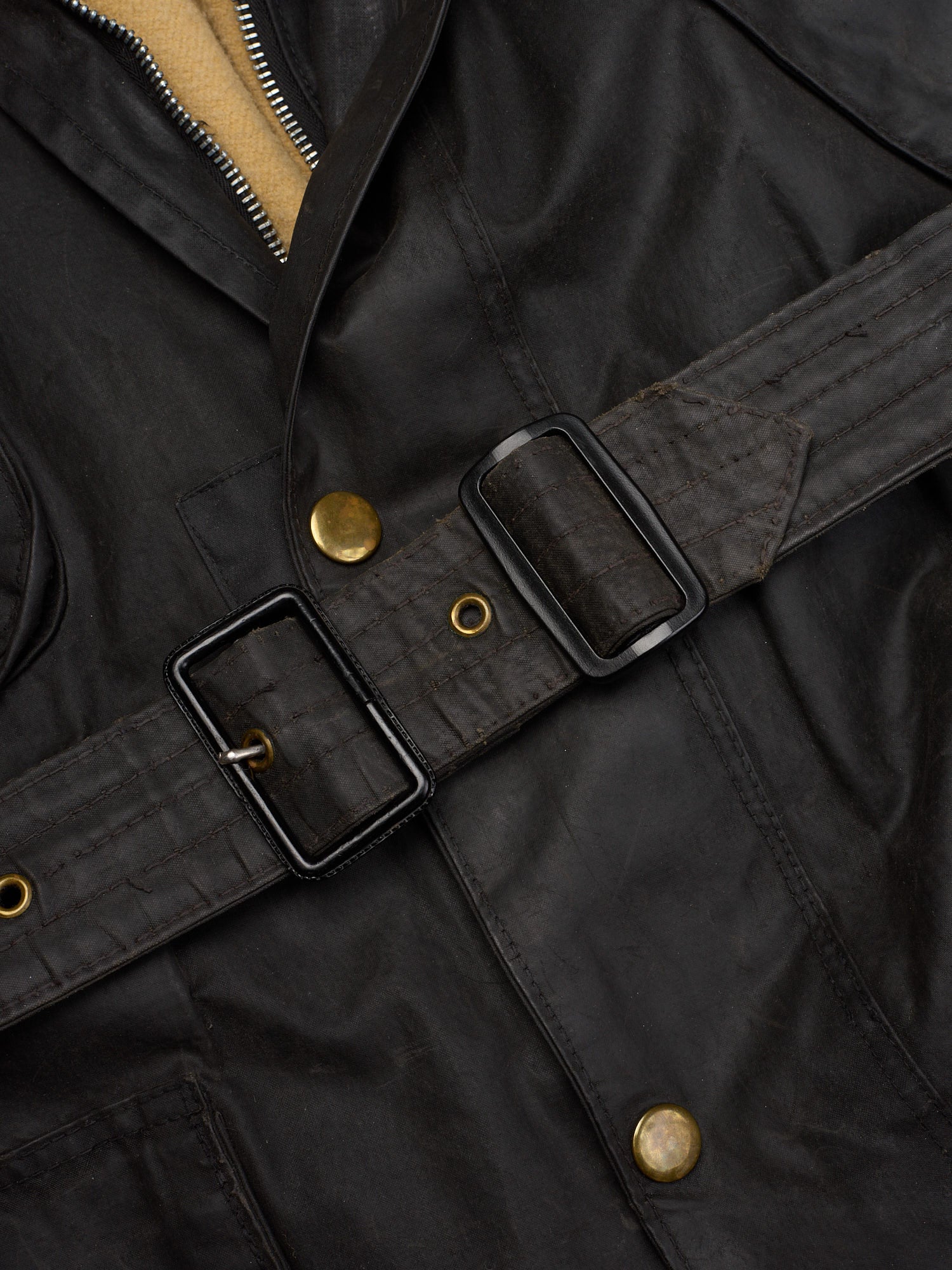 Vintage 1970's BARBOUR International One Crest Black Motorcycle Wax Jacket