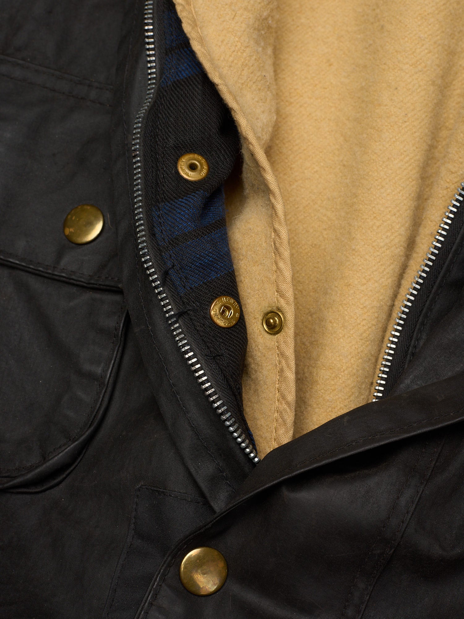 Vintage 1970's BARBOUR International One Crest Black Motorcycle Wax Jacket