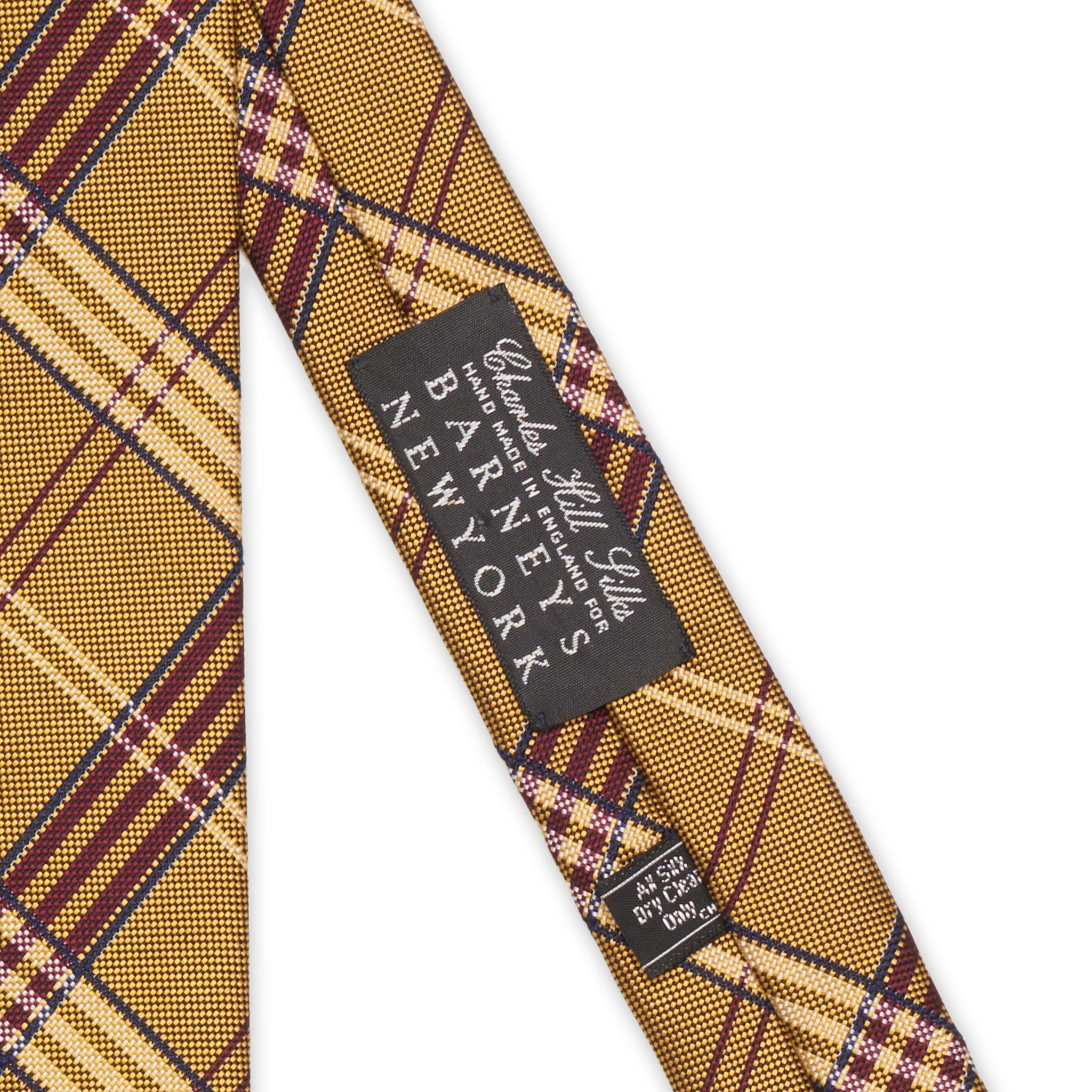 BARNEYS NEW YORK Handmade Tan Prince of Wales Design Silk Tie NEW