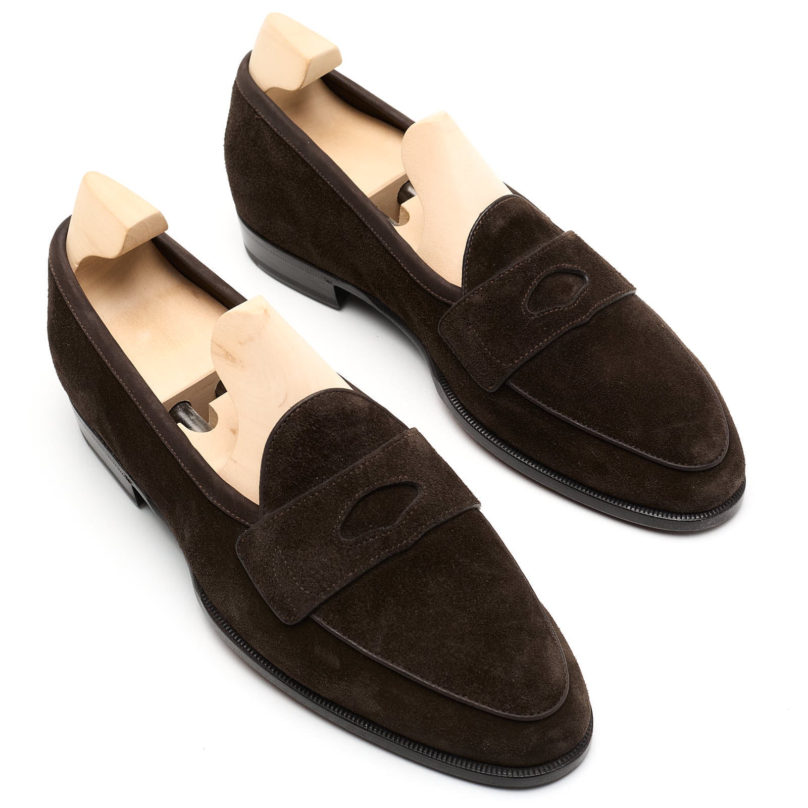 BAUDOIN & LANGE Grand Fenelon Brown Suede Leather Penny Loafers EU 41 NEW US 8