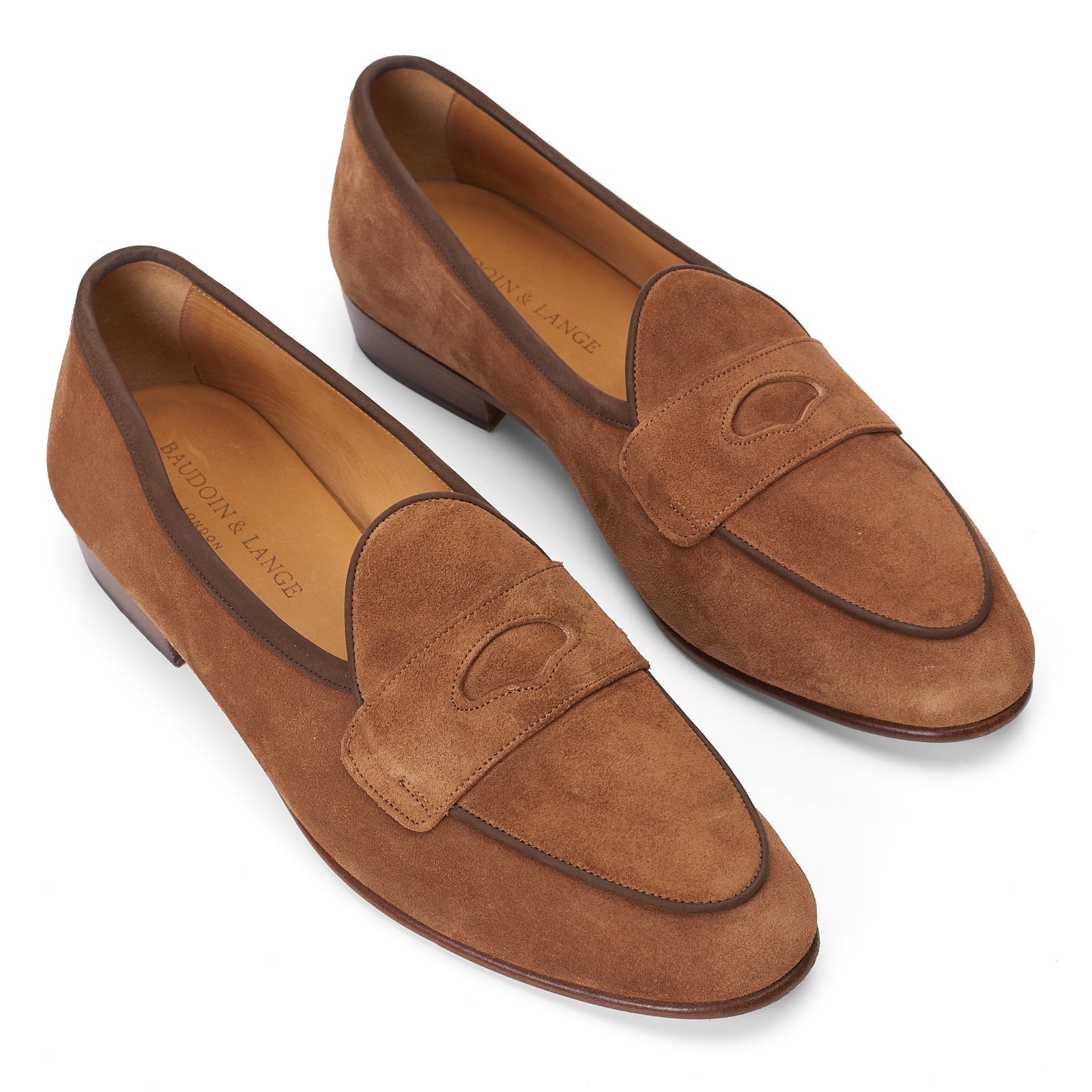 BAUDOIN & LANGE Grand Fenelon Tan Noble Suede Leather Penny Loafer Shoes EU 40 US 7
