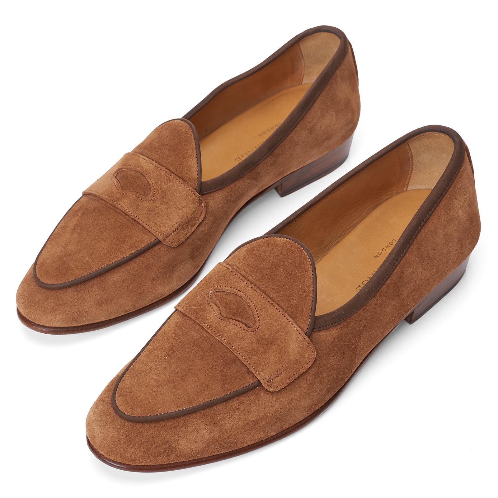 BAUDOIN & LANGE Grand Fenelon Tan Noble Suede Leather Penny Loafer Shoes EU 40 US 7