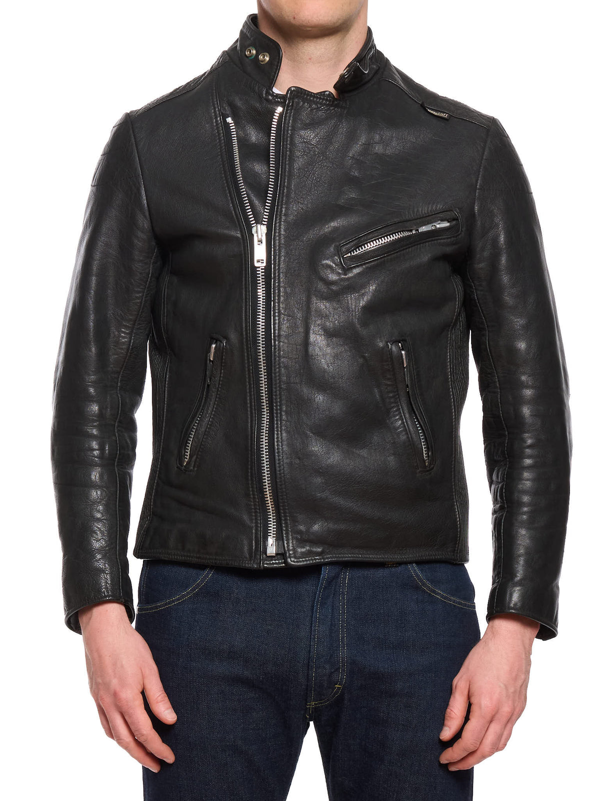 Vintage BELSTAFF Black Leather Motorcycle Jacket Cafe Racer Made in England