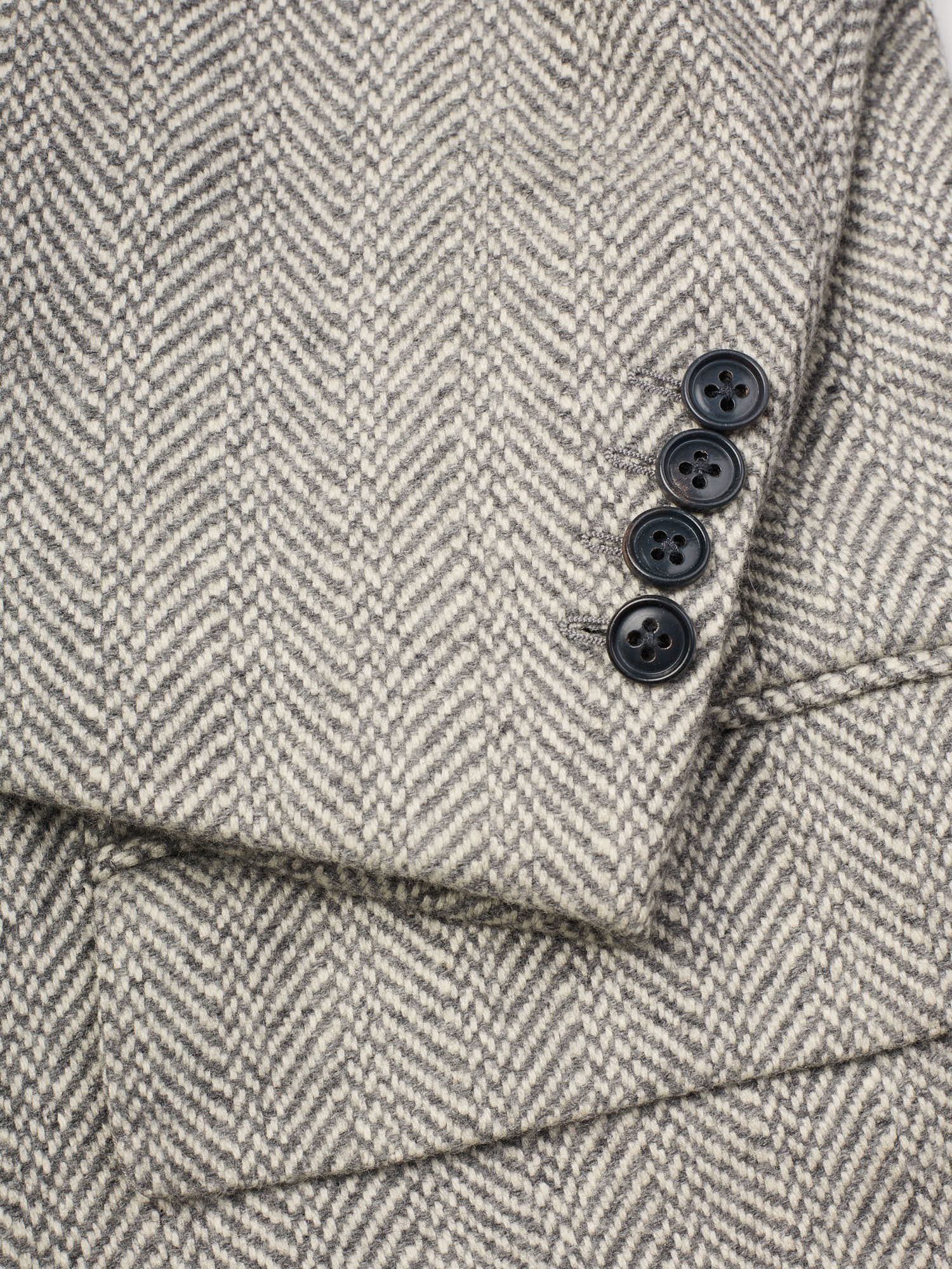 BELVEST Gray Herringbone Cashmere Slim Fit Over Coat