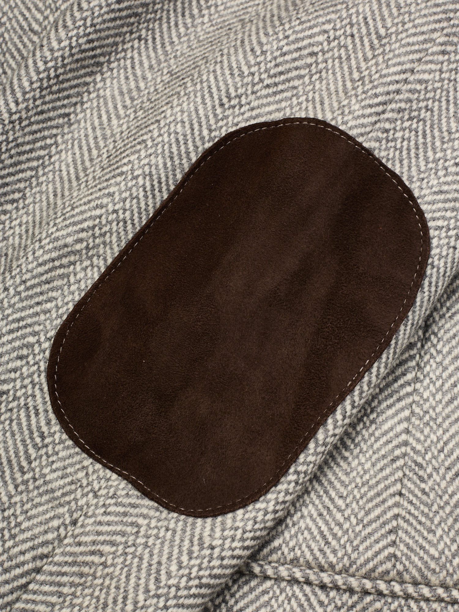 BELVEST Gray Herringbone Cashmere Slim Fit Over Coat