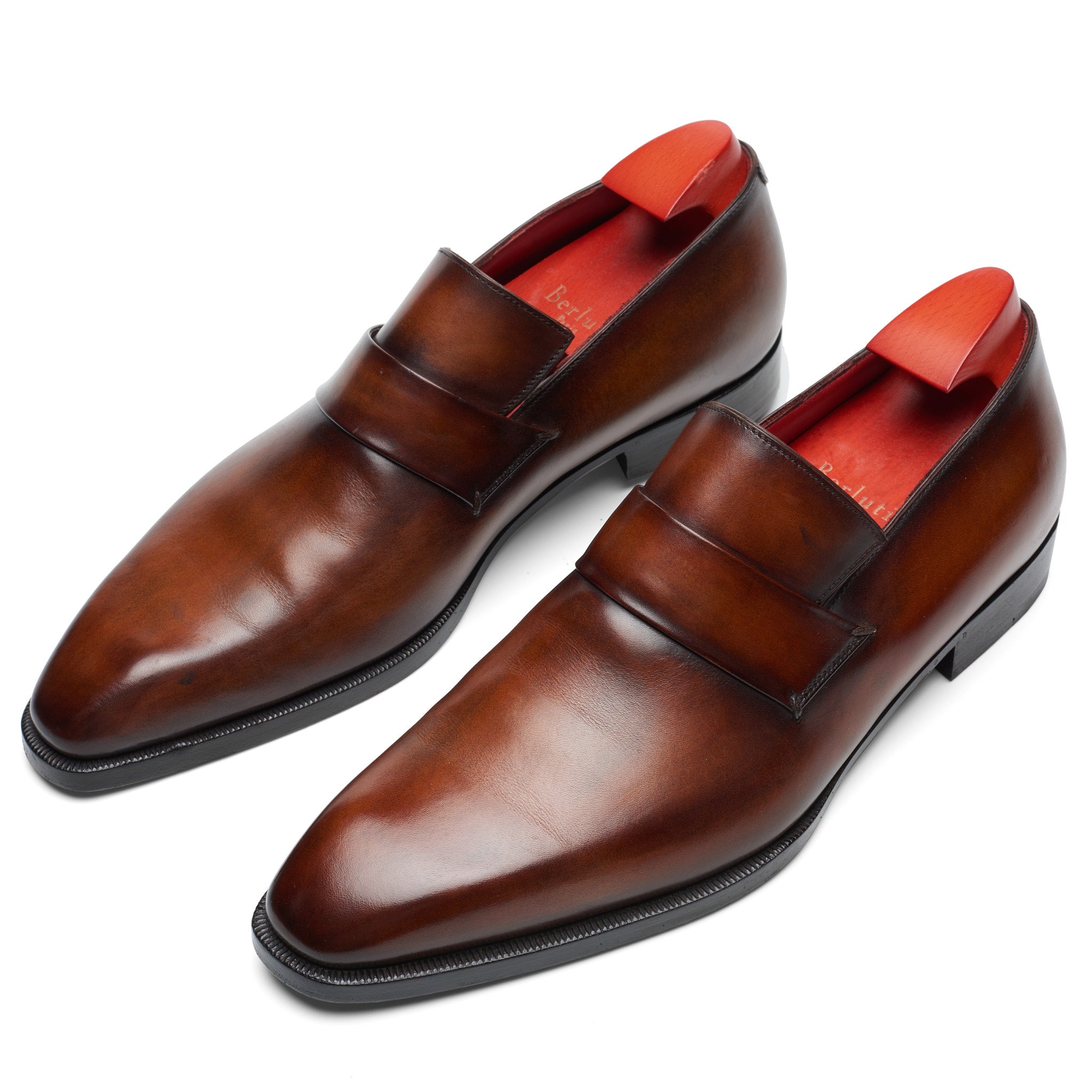 BERLUTI Art Andy Demesure Brown Venezia Calf Leather Custom Loafer Shoes UK 7.5 US 8.5 BERLUTI