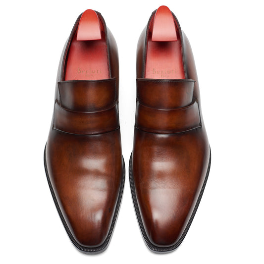 BERLUTI Art Andy Demesure Brown Venezia Calf Leather Custom Loafer Shoes UK 7.5 US 8.5