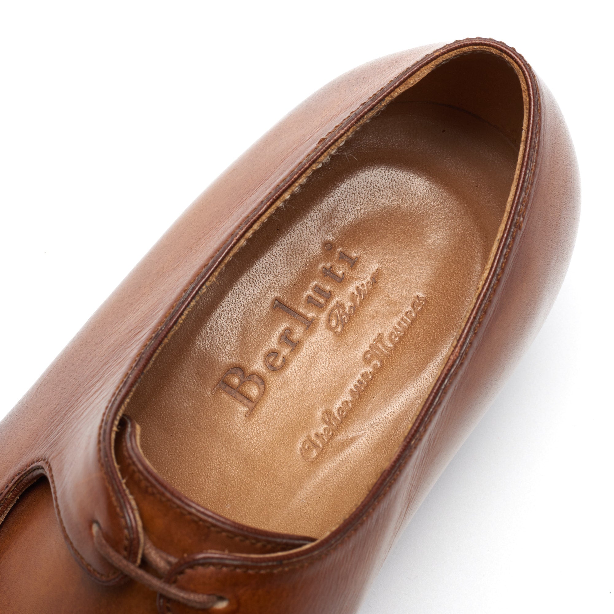 BERLUTI Paris Bespoke Brown Patina Calf Derby Dress Shoes UK 8 US 9