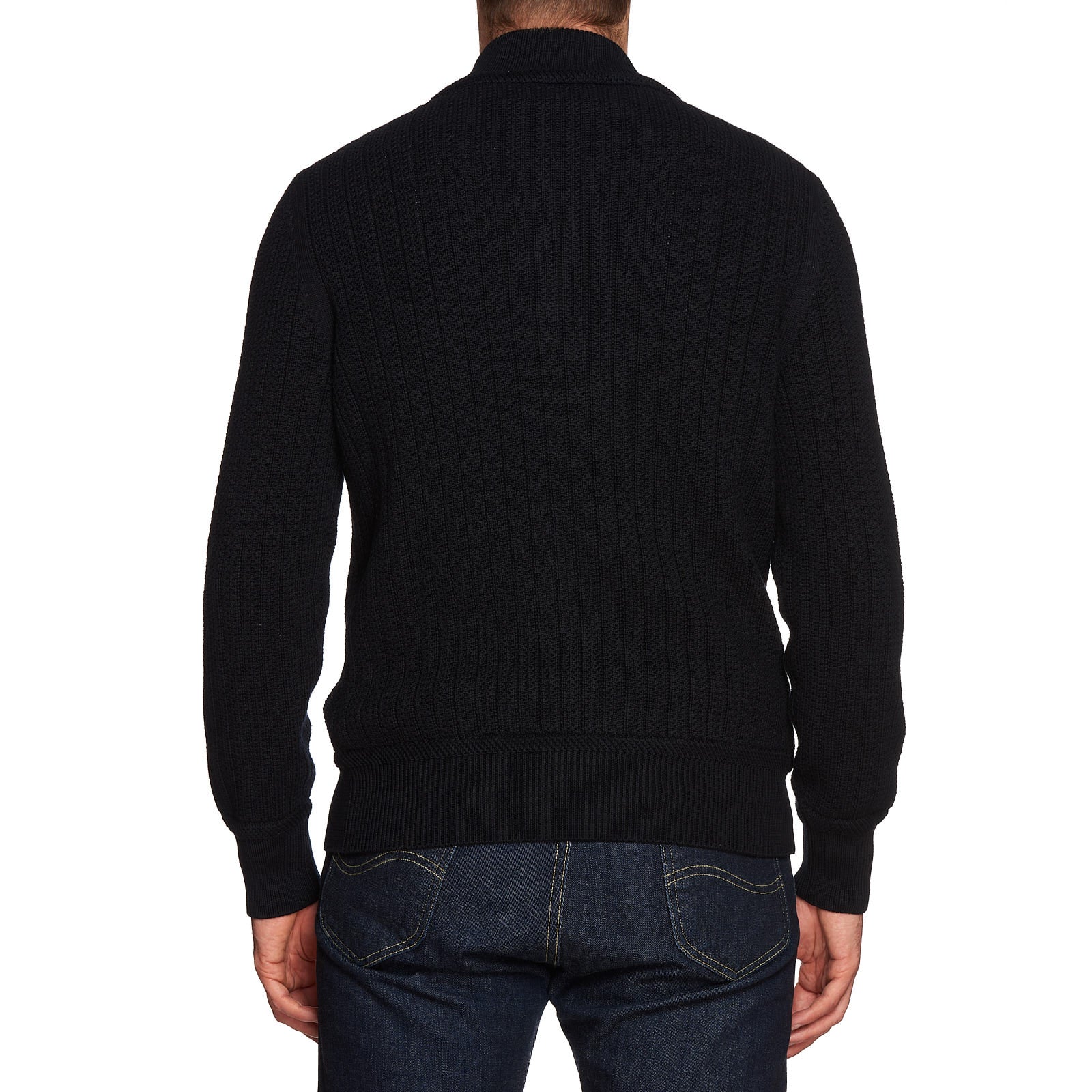BERLUTI Blue Cotton-Cashmere Knit Cardigan Sweater Calfskin Trims EU 50 NEW US M