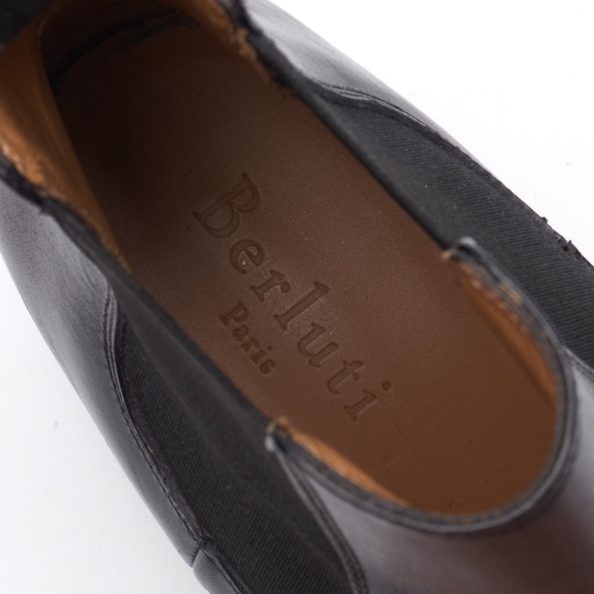 BERLUTI Cursive Galet Black-Gray Scritto Venezia Calf Chelsea Boots UK 8 US 9