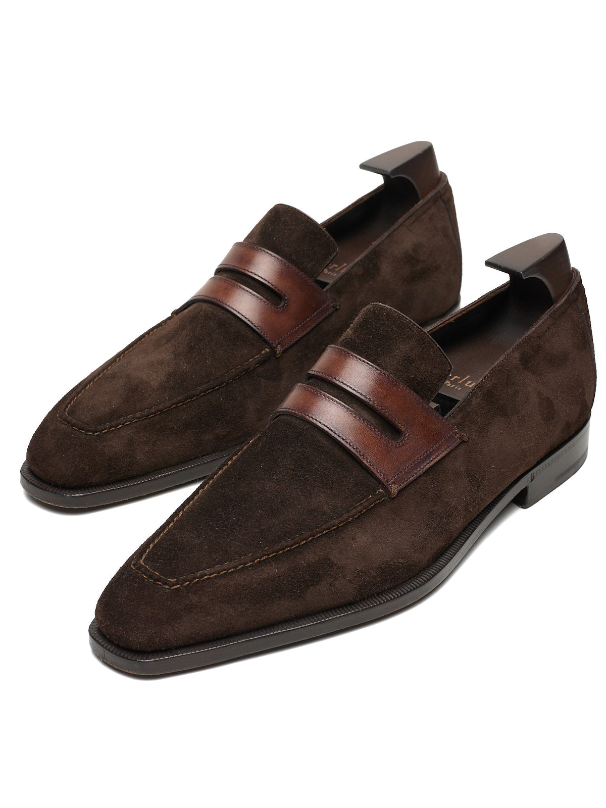 BERLUTI Andy Demesure Chocolate Brown Suede Cocoa Leather Loafers