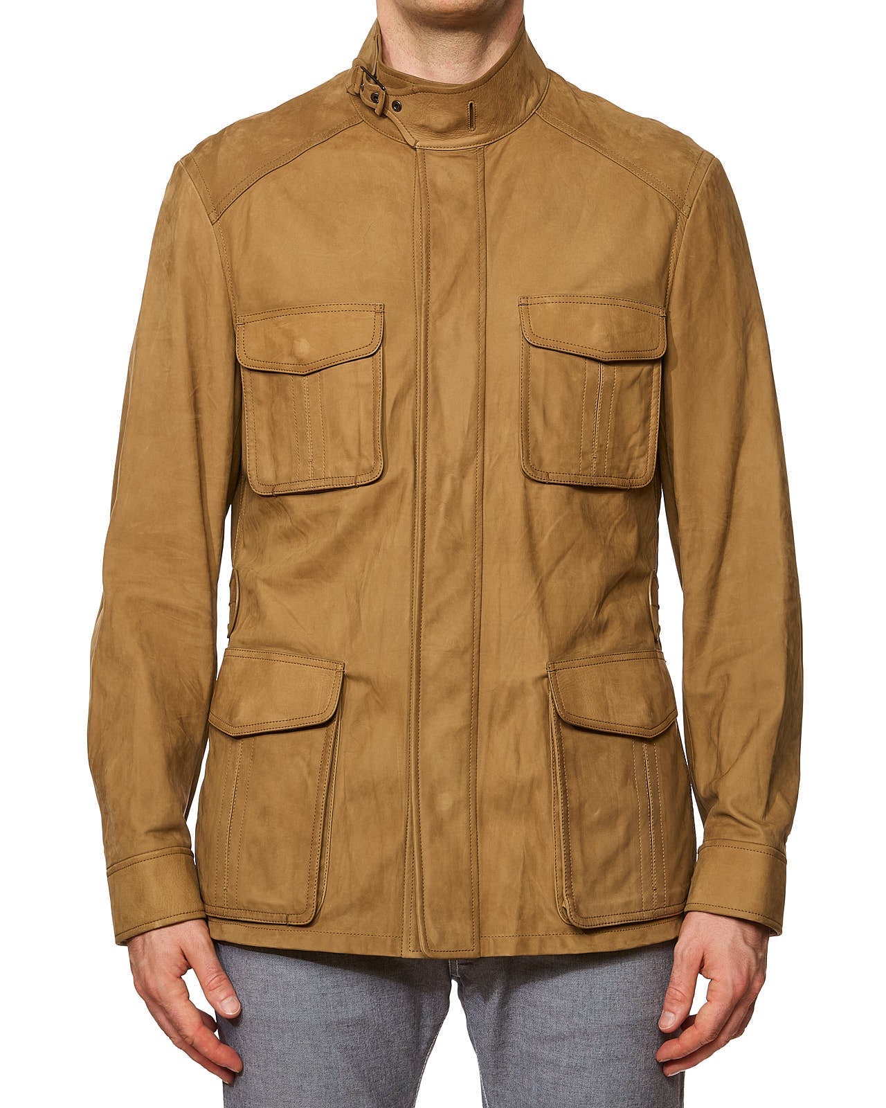 BERLUTI Paris Beige Calfskin Leather Unlined Field Jacket EU 50 NEW US M