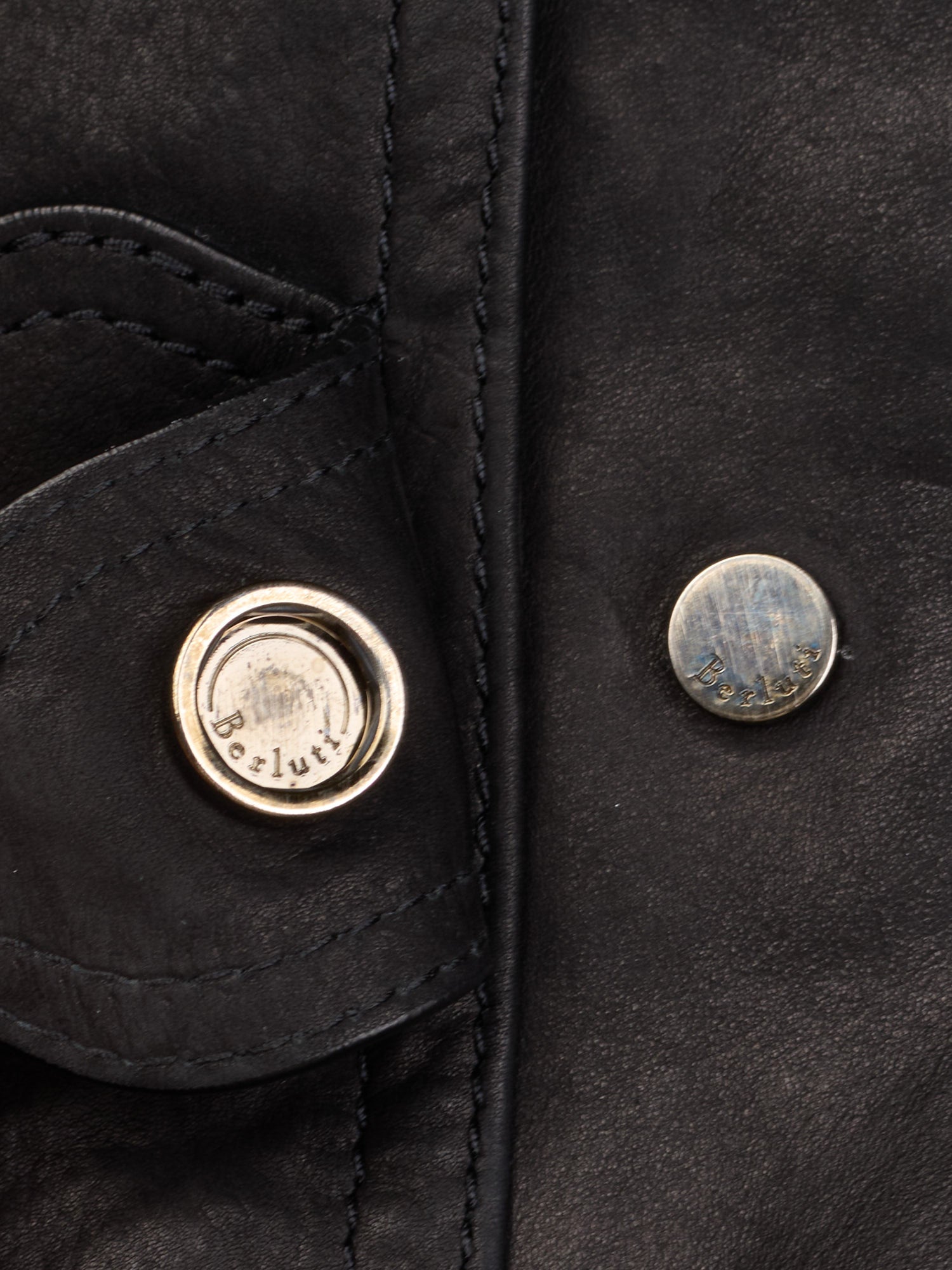 BERLUTI Paris Black Calfskin Double Breasted Leather Jacket