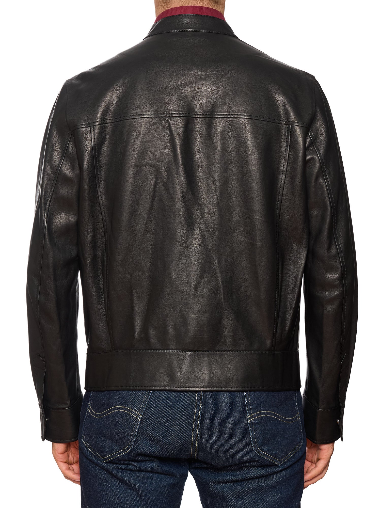 BERLUTI Paris Black Napa leather Calfskin Collarless Biker Leather Jacket