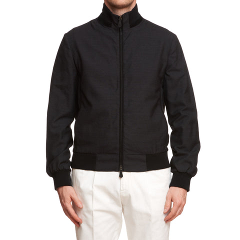 BERLUTI Paris Charcoal Gray Wool Unlined Blouson Jacket Leather Trims EU 50 NEW US M