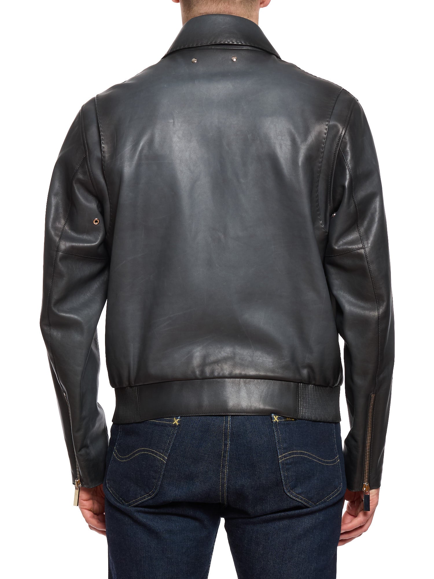 BERLUTI Paris Blue Patina Calfskin Leather Jacket
