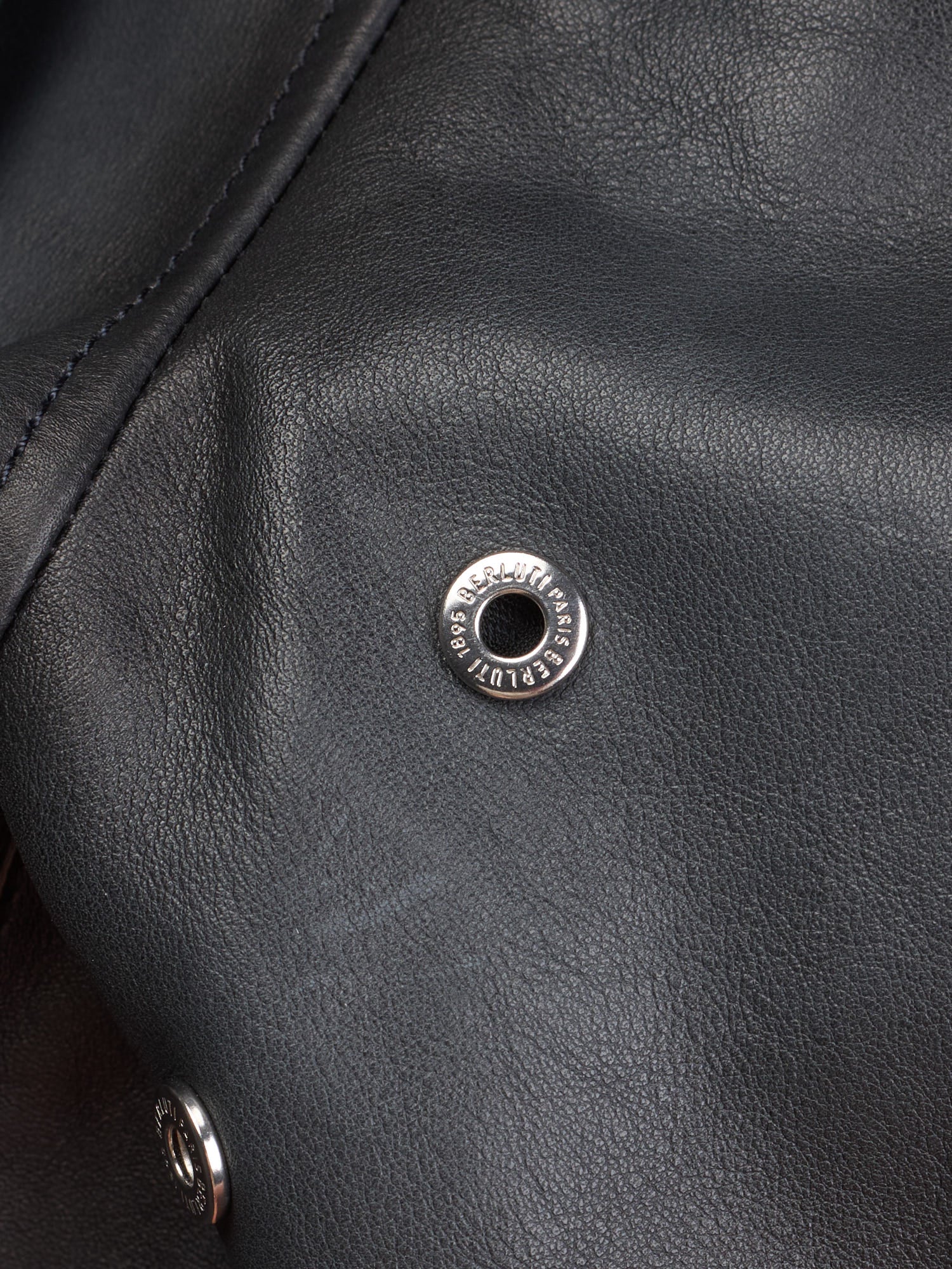 BERLUTI Paris Blue Patina Calfskin Leather Jacket