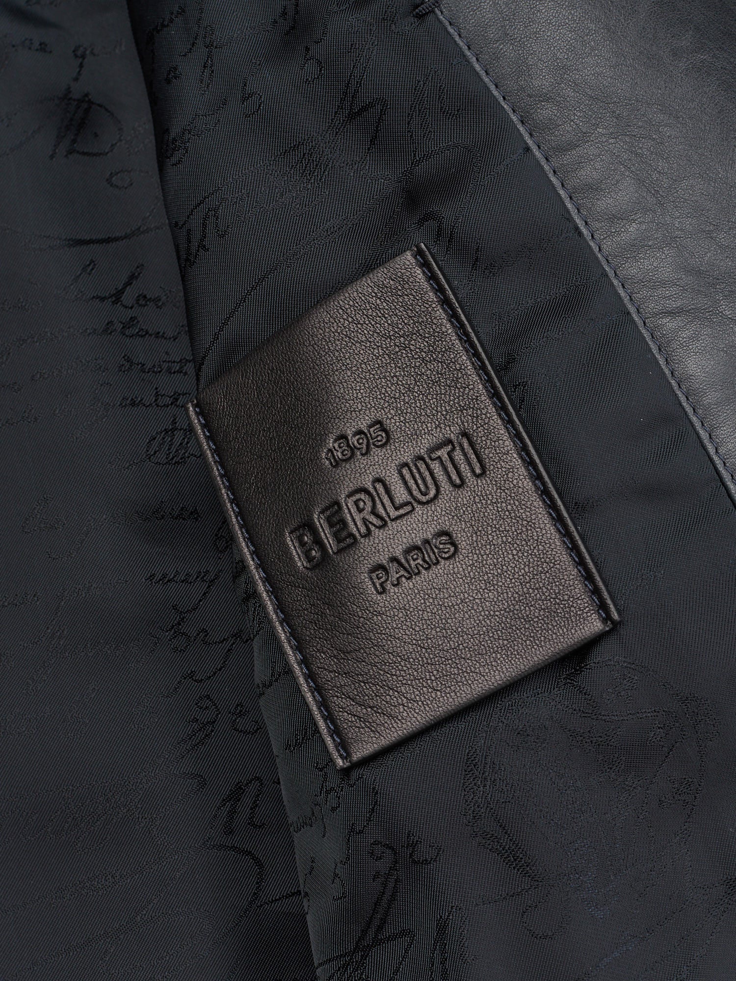 BERLUTI Paris Blue Patina Calfskin Leather Jacket