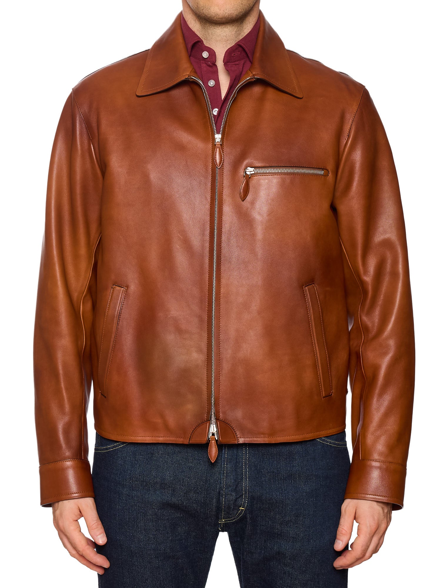 BERLUTI Paris Patina Padded 1 Jour Blouson Cacao Patina Leather Jacket