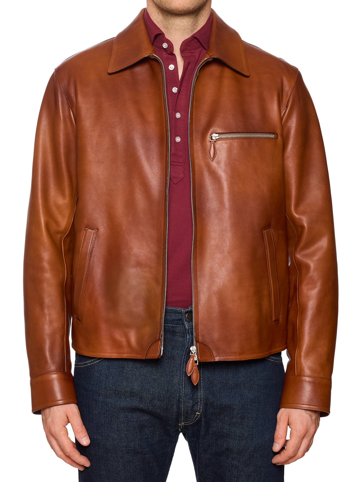 BERLUTI Paris Patina Padded 1 Jour Blouson Cacao Patina Leather Jacket