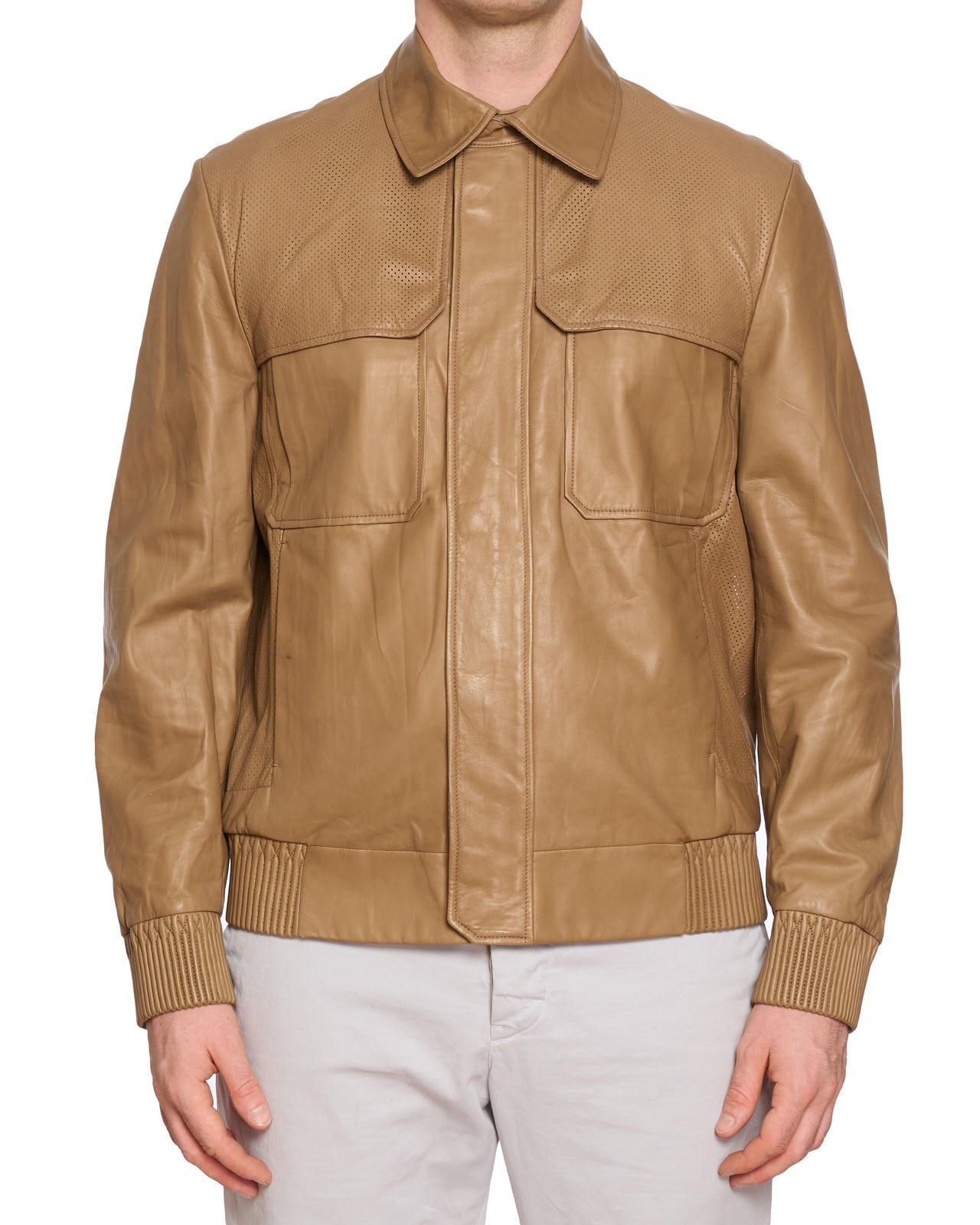 BERLUTI Paris Tan Lambskin Leather Bomber Jacket EU 50 US M NEW