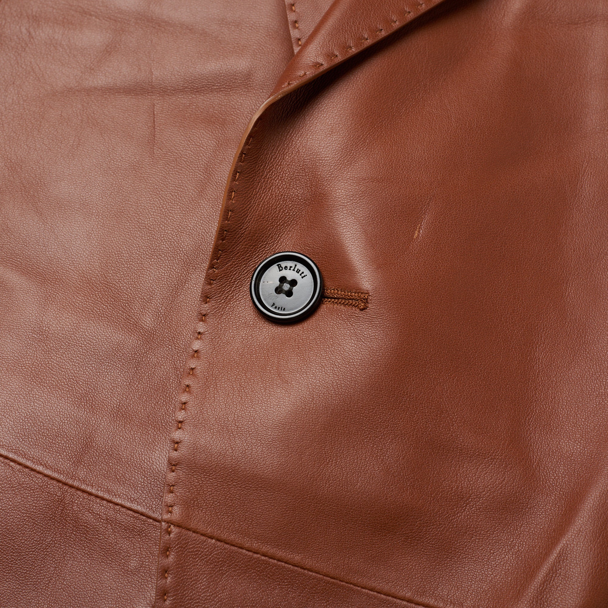 BERLUTI Paris Brown Lambskin Leather 1 Button Unlined Jacket EU 50 NEW US 40