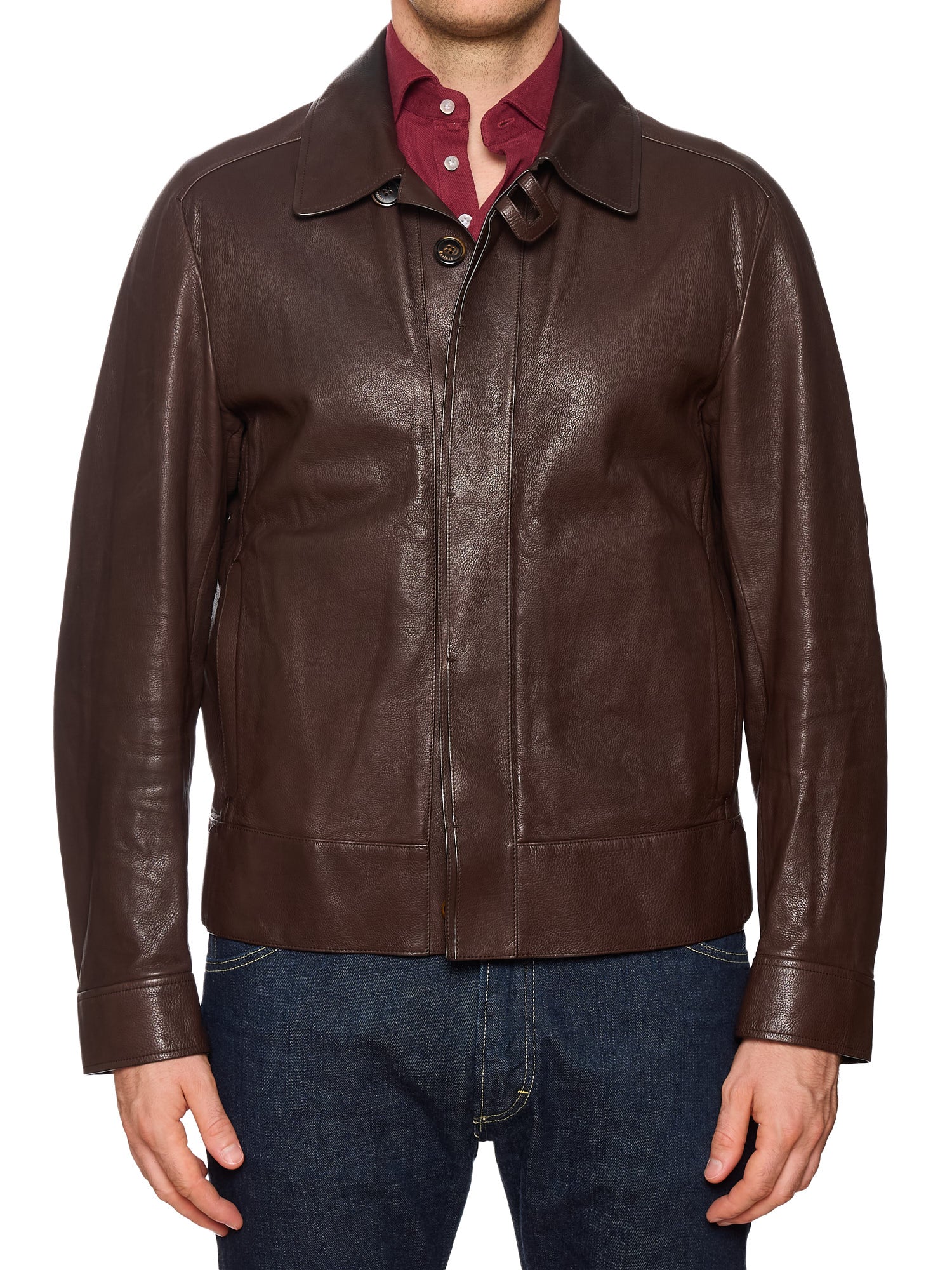 BERLUTI Paris Dark Brown Calfskin Leather Flight Jacket NEW Size M