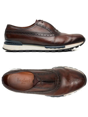 BERLUTI Paris Fast Track Oxford Brogues Cacao-White Venezia Leather Shoes