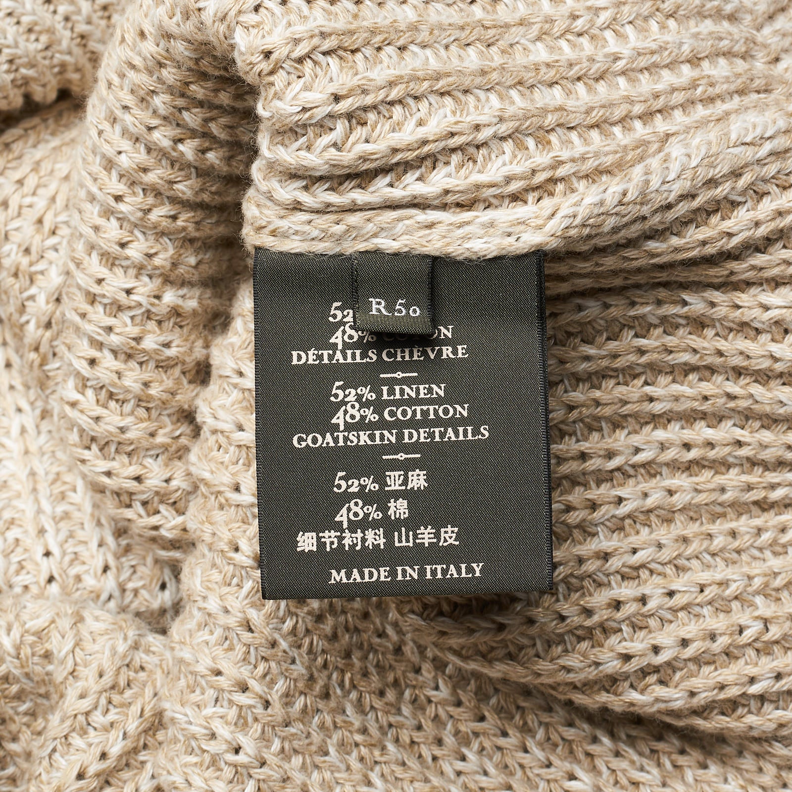 BERLUTI Paris Beige Linen-Cotton Knit Crewneck Sweater R50 NEW US M BERLUTI
