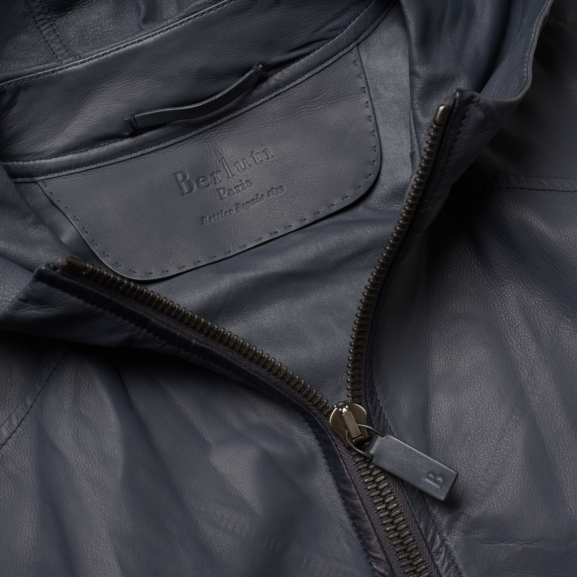BERLUTI Paris Gray Calfskin Leather Unlined Hooded Jacket Blouson EU 50 US M BERLUTI