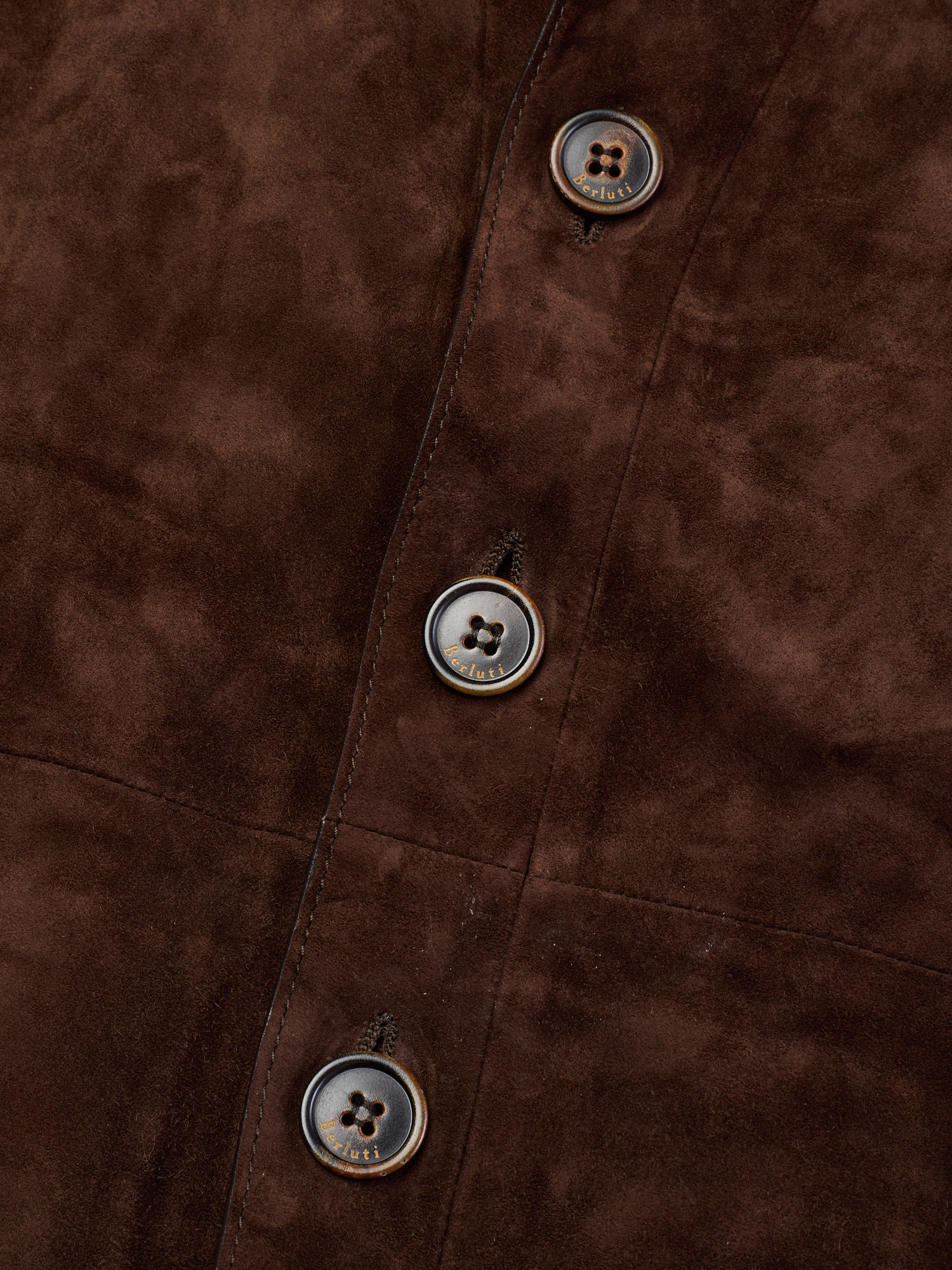 SalvaggioBERLUTI Paris Choco Cashmere - Suede Front Button Up Knit Sweater