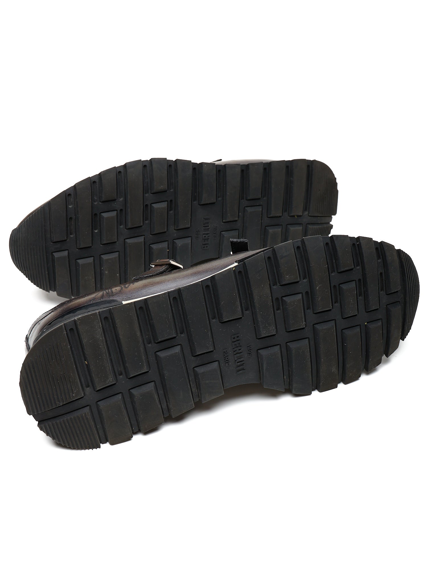 BERLUTI Fast Track Scritto Venezia Leather Monk-Strap Sneakers Gray-Green