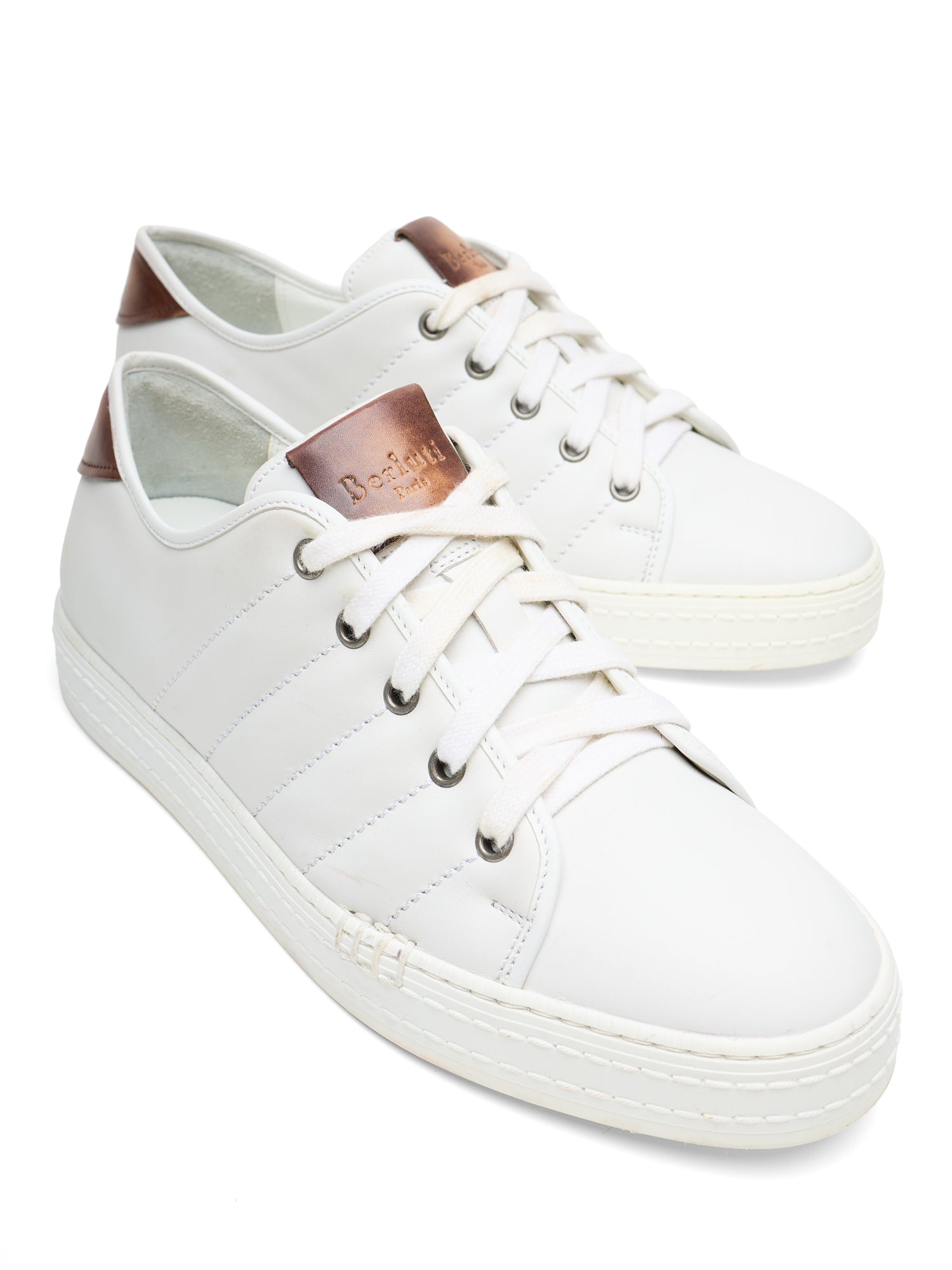 BERLUTI "Playfield" White Leather Low-Top Sneaker Shoes