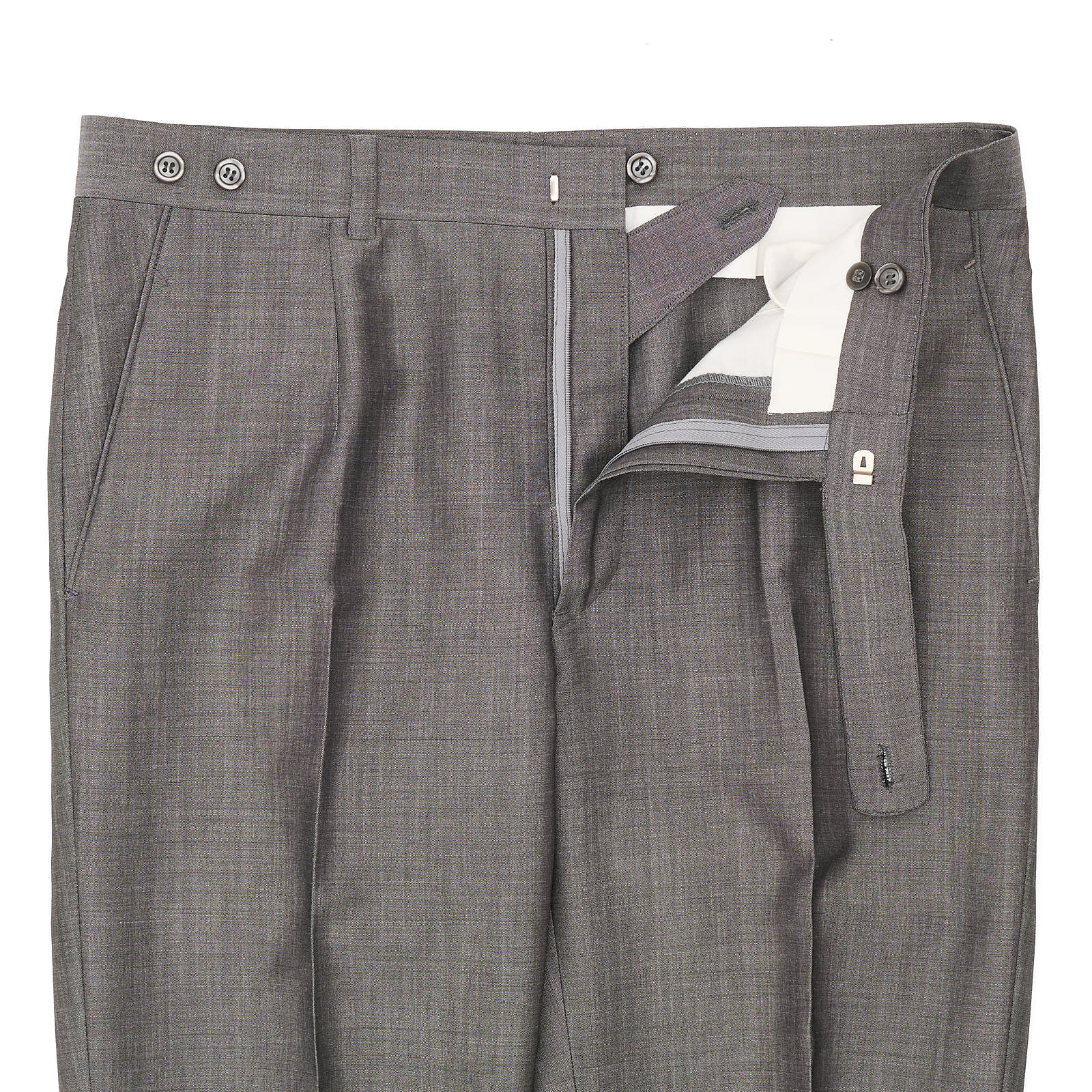 BESPOKE ATHENS Handmade Gray Wool-Mohair Flat Front Pants EU 50 NEW US 34