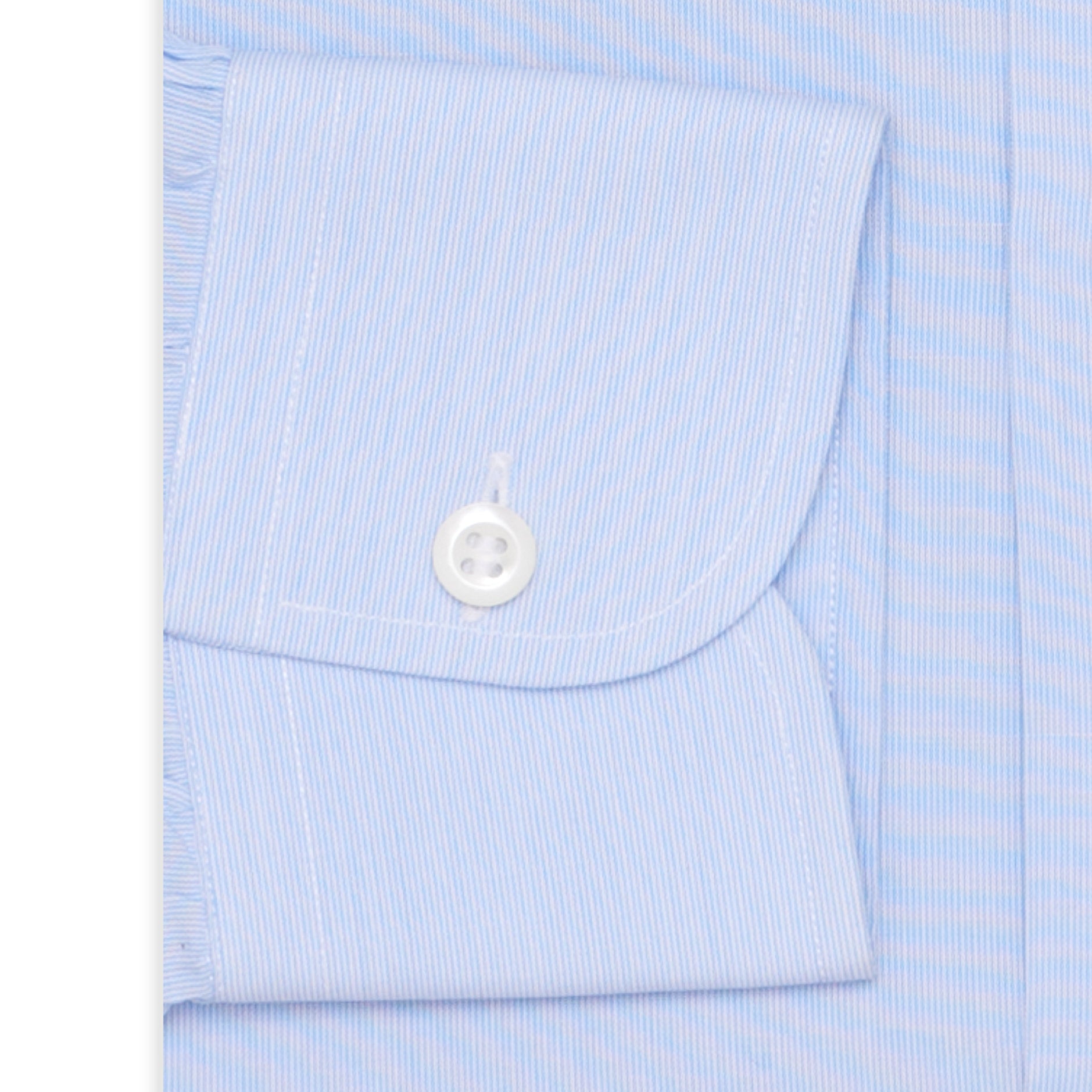 BESPOKE ATHENS Handmade Light Blue Hairline Striped Cotton Shirt NEW Slim Fit