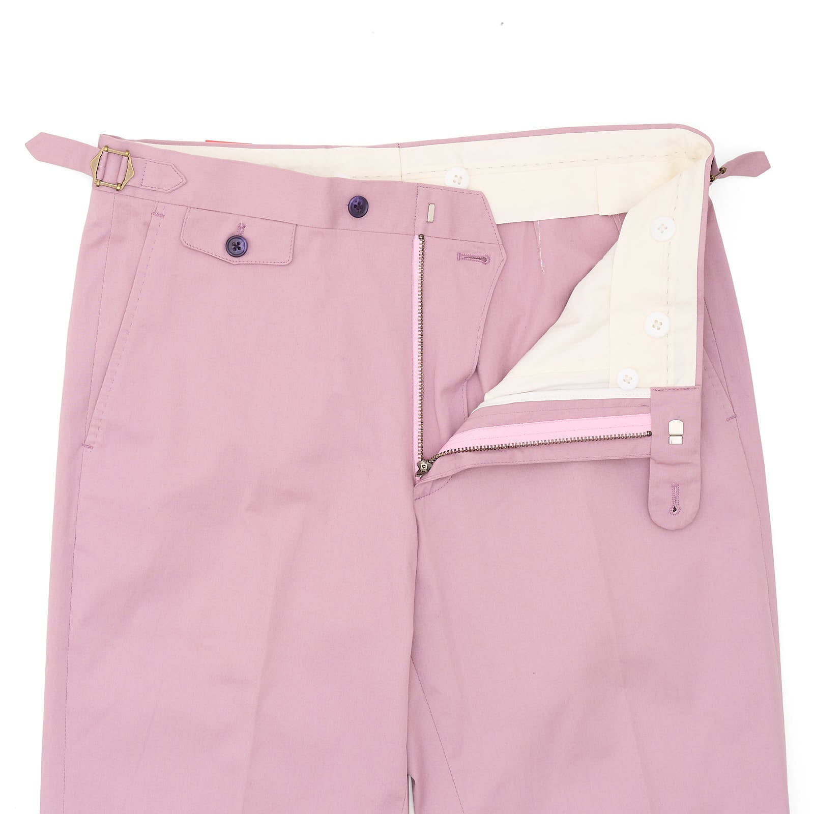 BESPOKE ATHENS Handmade Light Purple Cottonr Flat Front Pants EU 48 NEW US 32