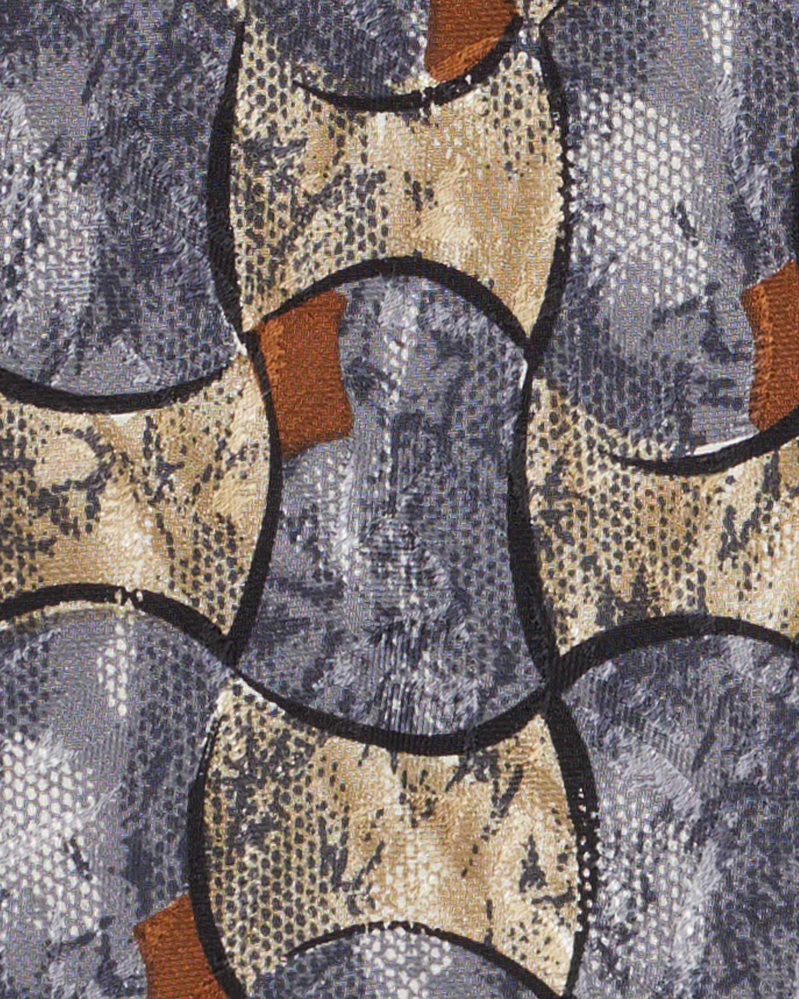 BIJAN Handmade Gray Abstract Design Silk Tie BIJAN