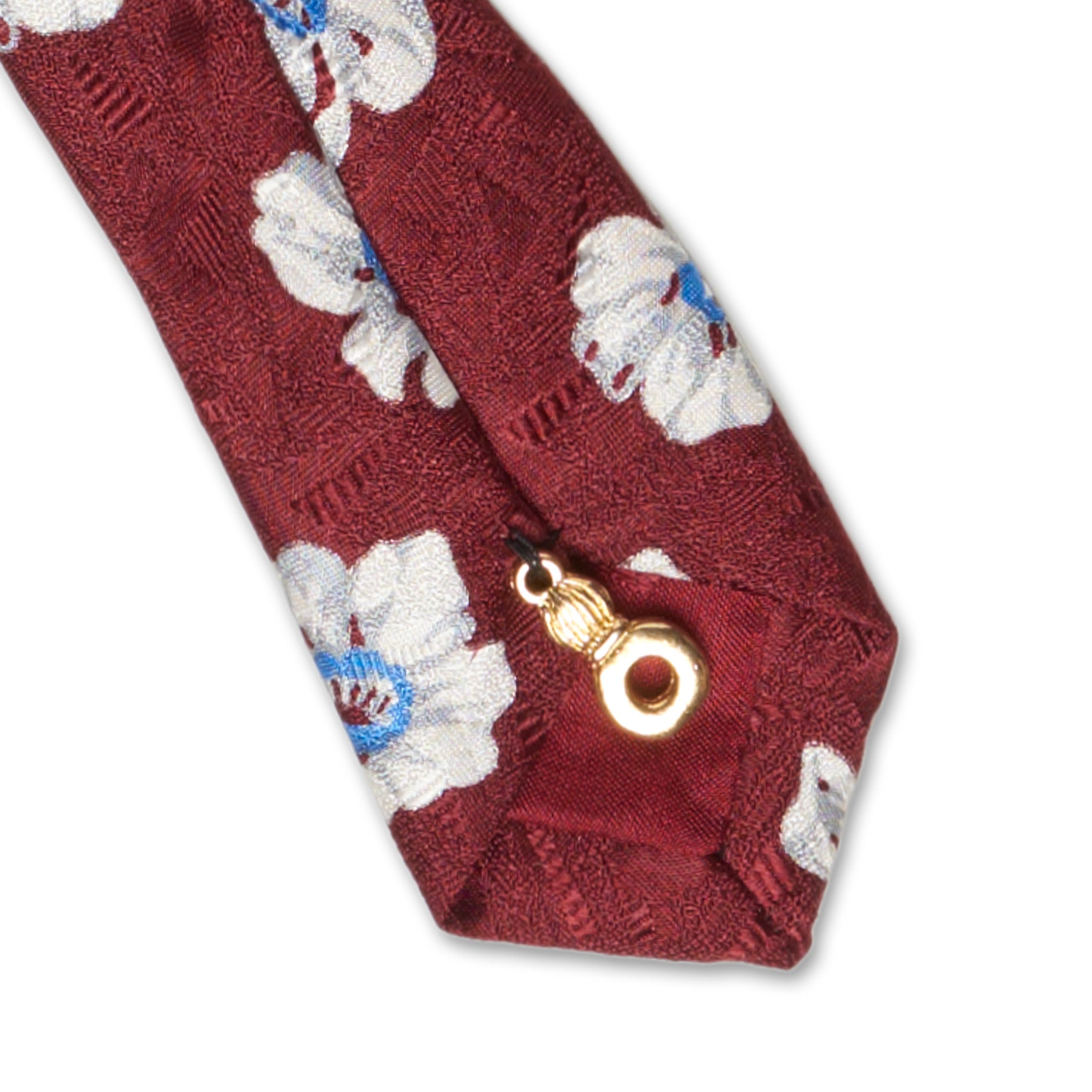 BIJAN Handmade Red Floral Design Silk Tie