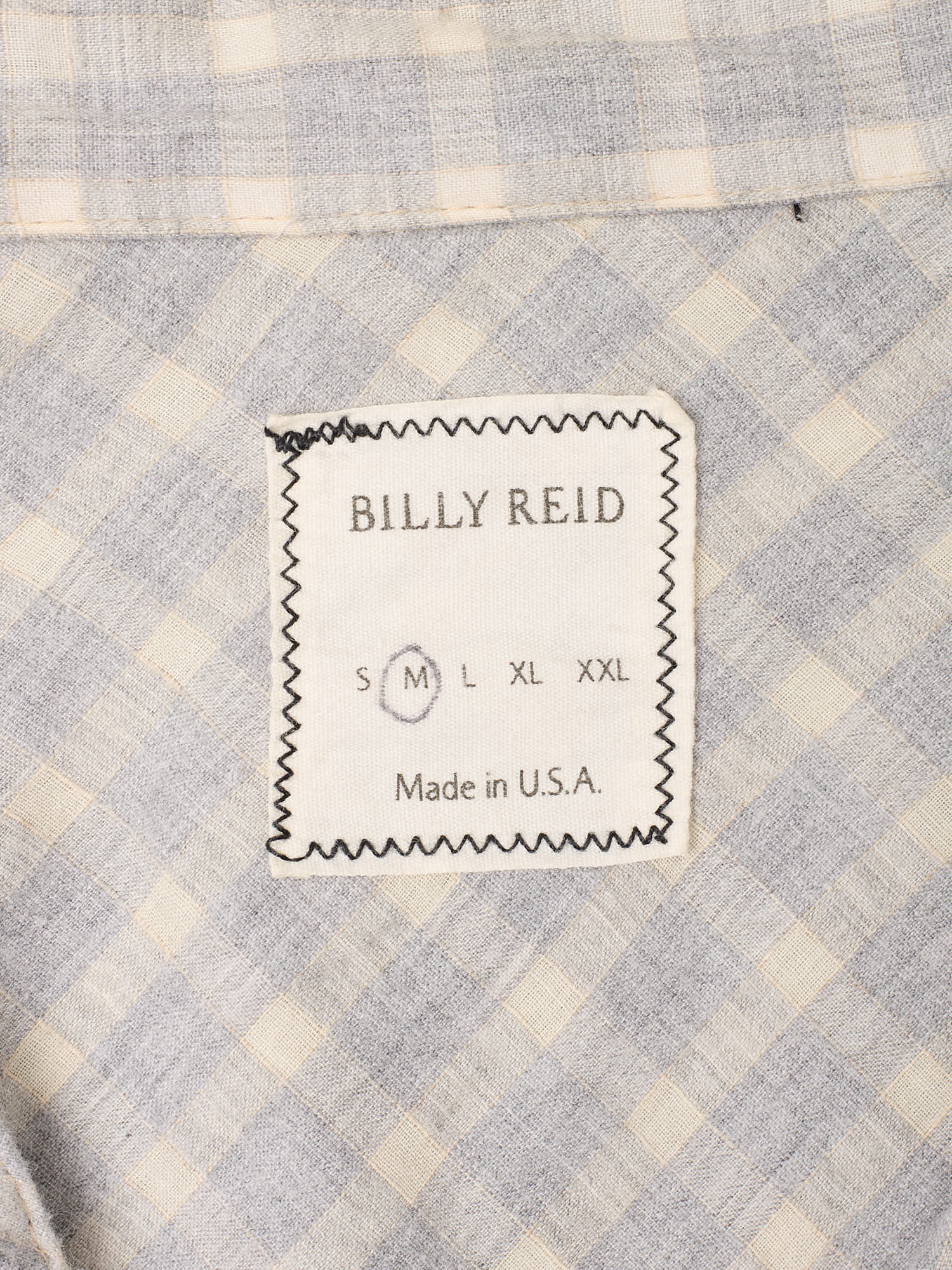 BILLY REID USA Gray Plaid Cotton Western Snap Front Made in USA Casual Shirt
