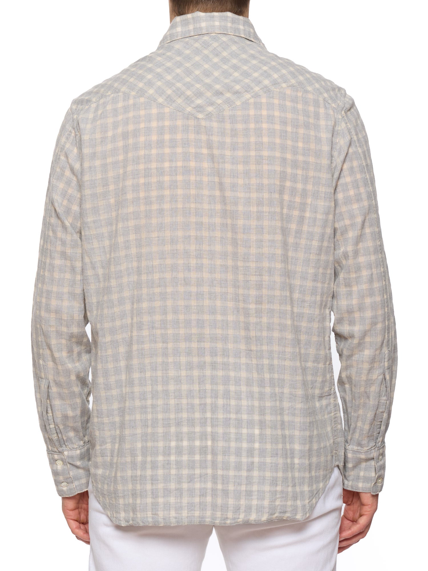 BILLY REID USA Gray Plaid Cotton Western Snap Front Made in USA Casual Shirt