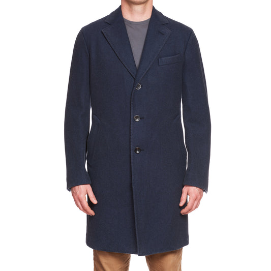 BOGLIOLI Milano Blue Wool Flannel Unlined Over Coat NEW