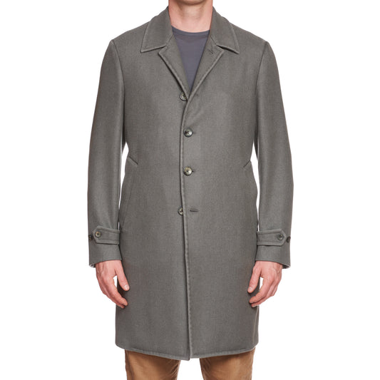 BOGLIOLI Milano Gray Virgin Wool Blend Flannel Unlined Coat EU 48 NEW US 38
