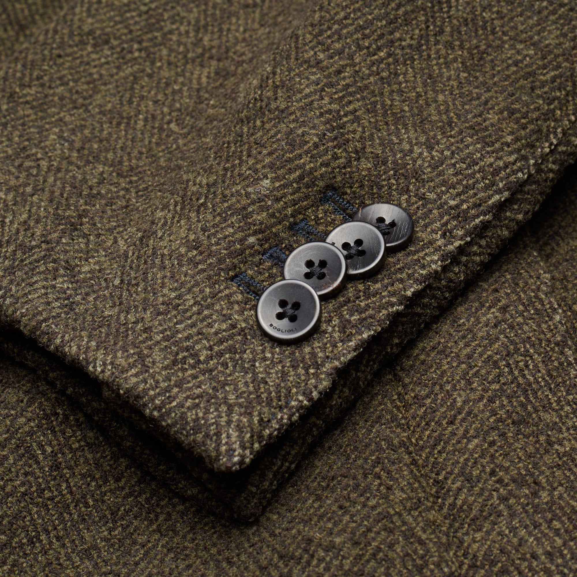 BOGLIOLI Milano Green Herringbone Wool Blend Unlined Coat EU 50 NEW US 40