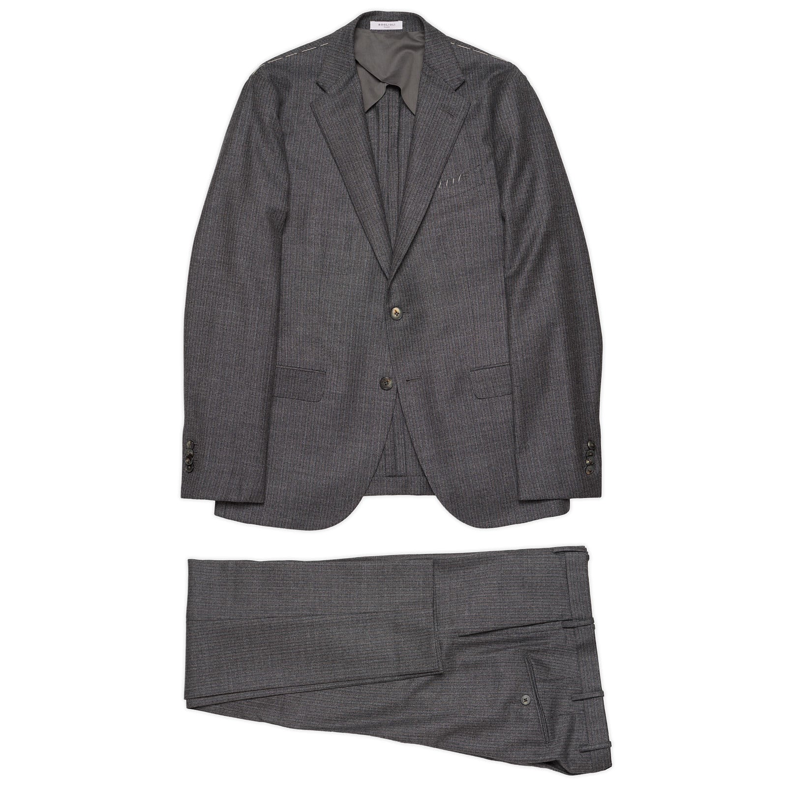 BOGLIOLI Milano "69" Gray Striped Virgin Wool Suit EU 48 NEW US 38 Slim Fit BOGLIOLI