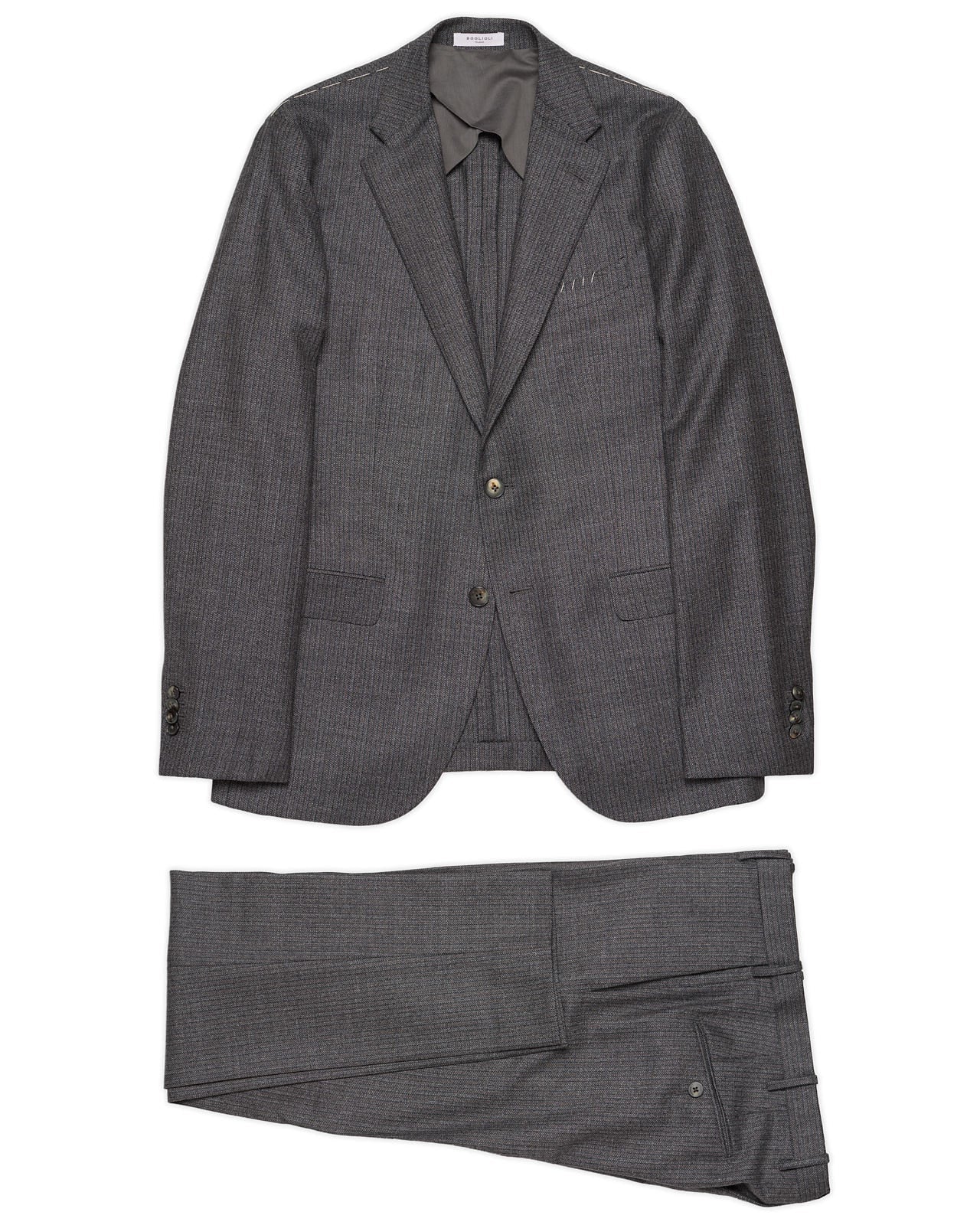 BOGLIOLI Milano "69" Gray Striped Virgin Wool Suit EU 48 NEW US 38 Slim Fit BOGLIOLI