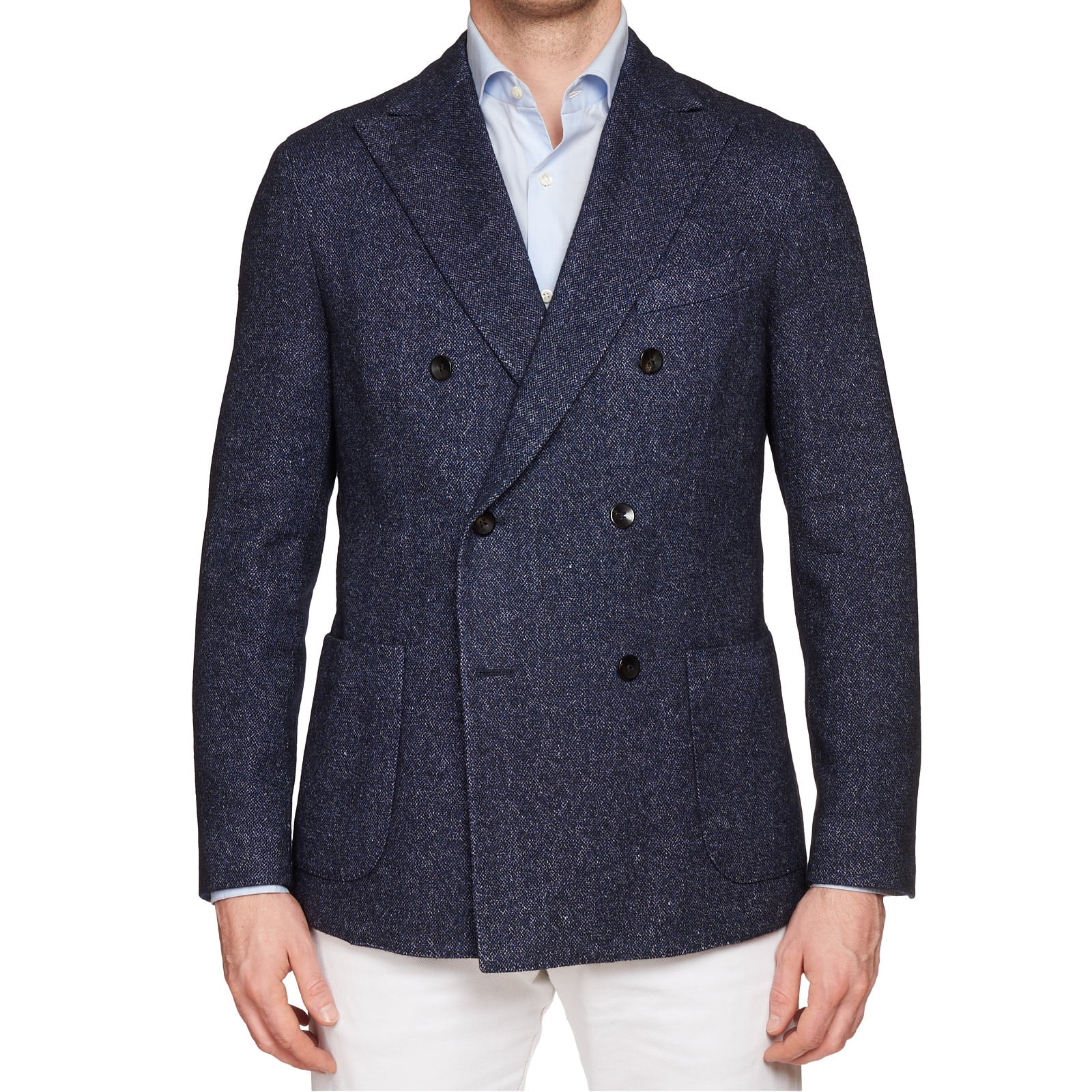 BOGLIOLI "K.Jacket" Blue Wool-Silk-Linen-Cashmere Unlined DB Jacket EU 50 NEW US 40